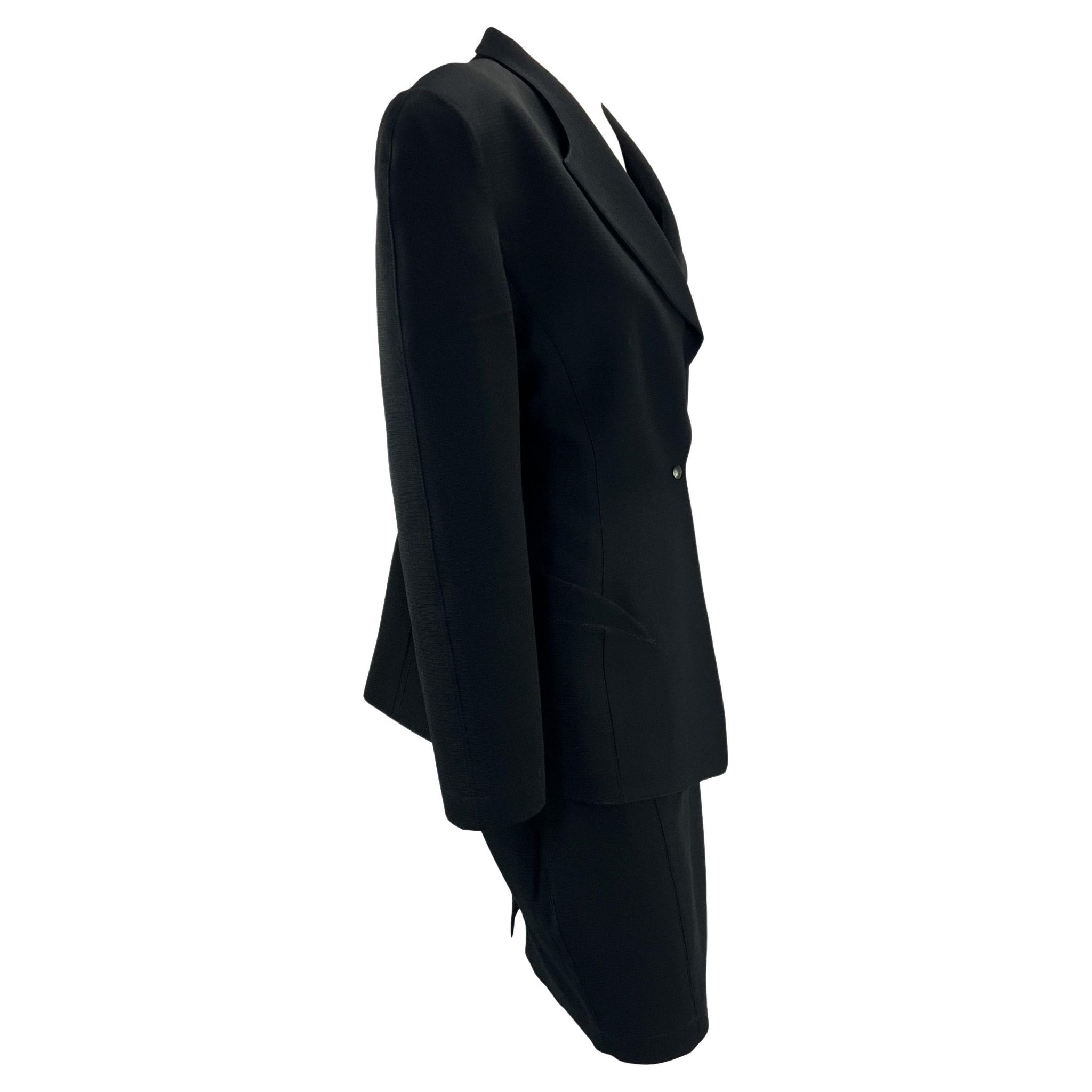 1980s Thierry Mugler Sculptural Black Wool Skirt Suit - RealList