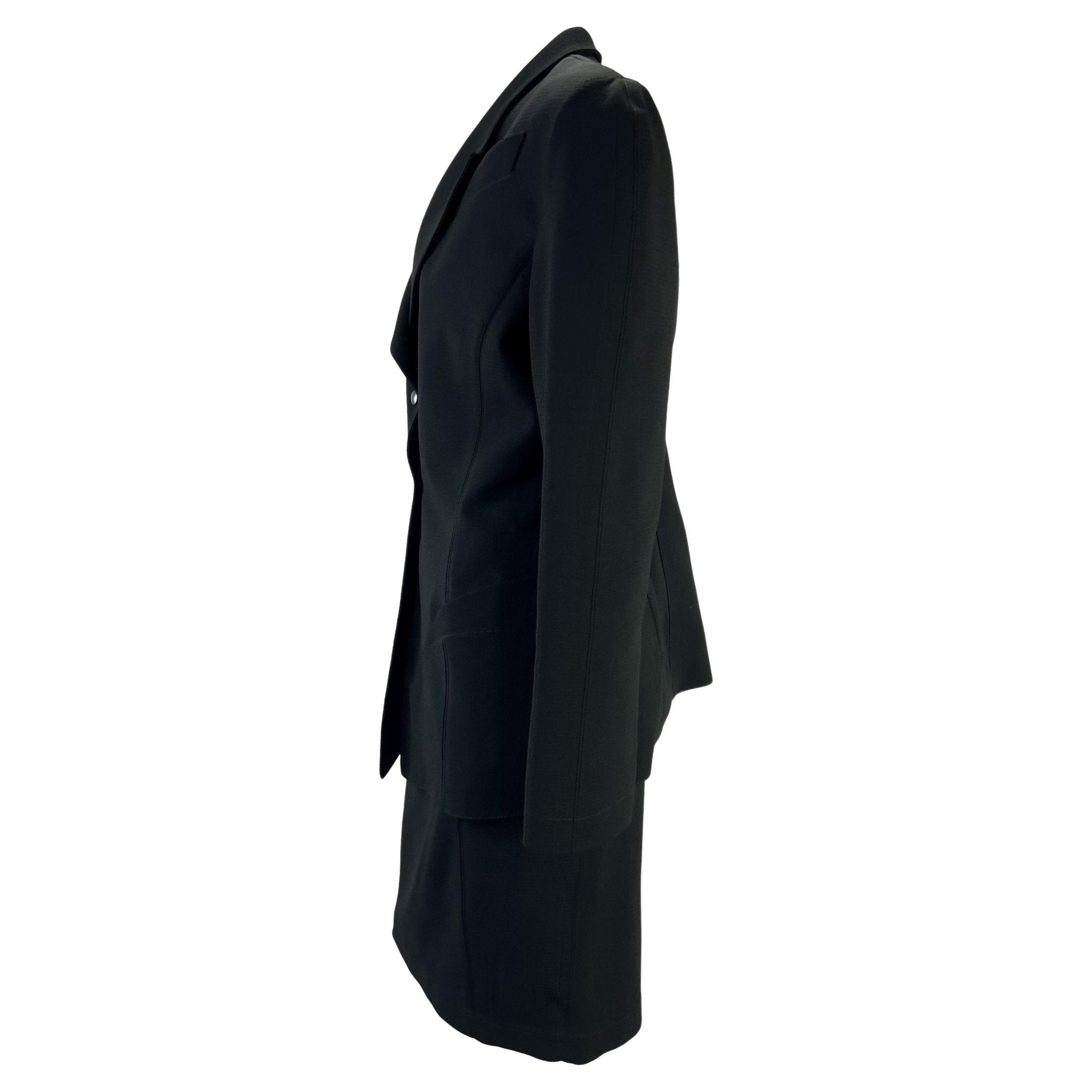 1980s Thierry Mugler Sculptural Black Wool Skirt Suit - RealList