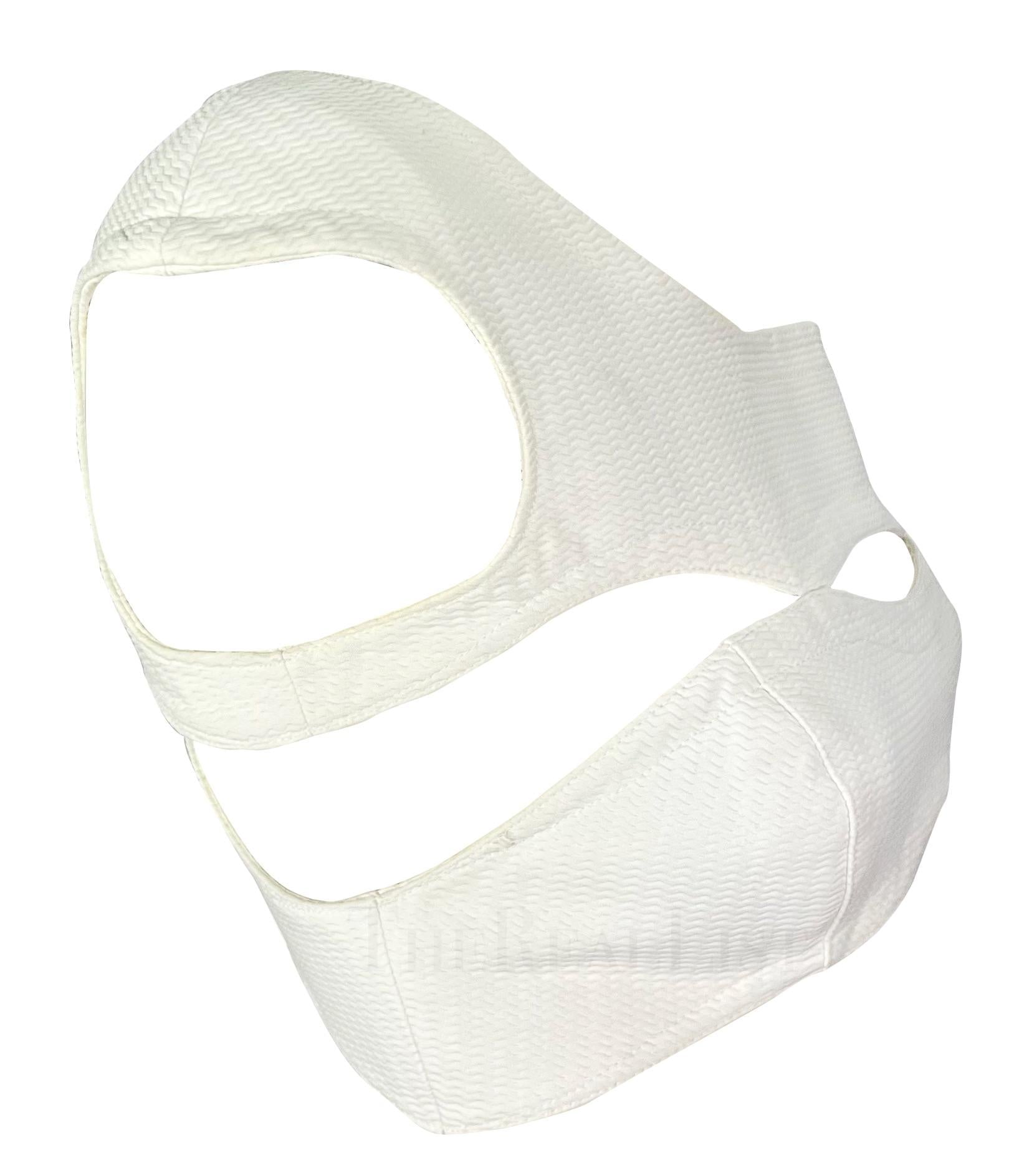 1980s Thierry Mugler White Textured Cut Out Crop Top - RealList