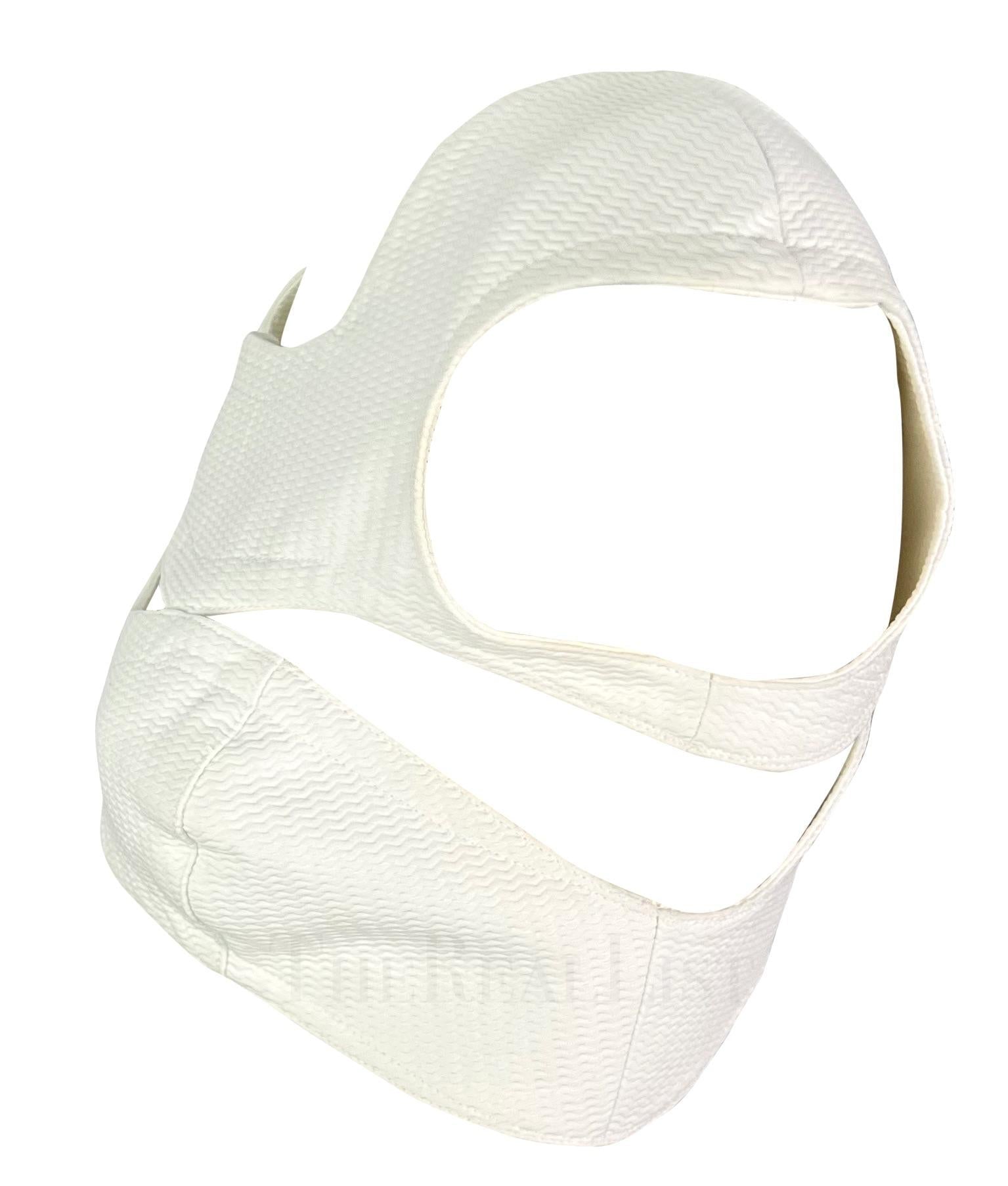 1980s Thierry Mugler White Textured Cut Out Crop Top - RealList