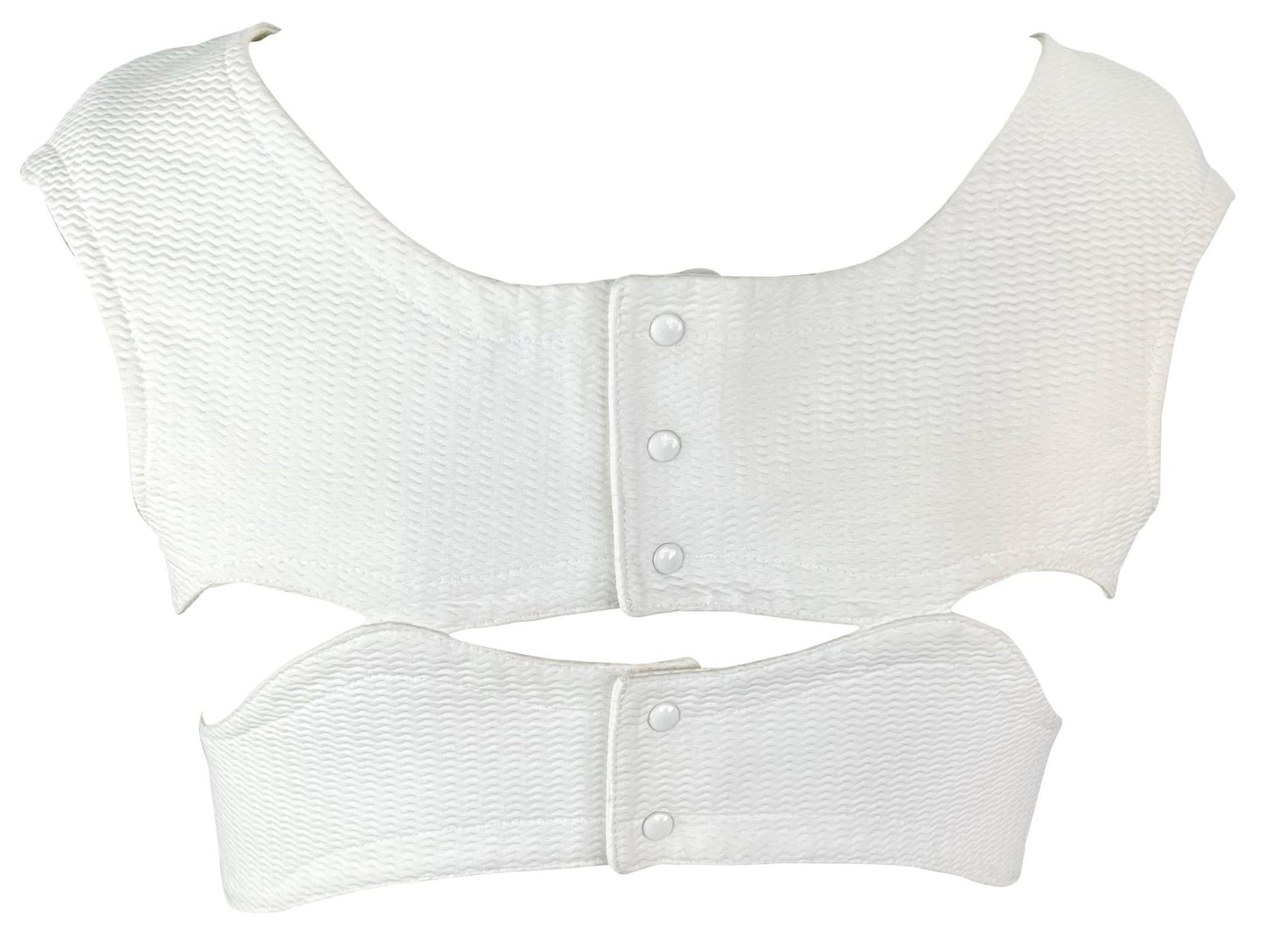 1980s Thierry Mugler White Textured Cut Out Crop Top - RealList