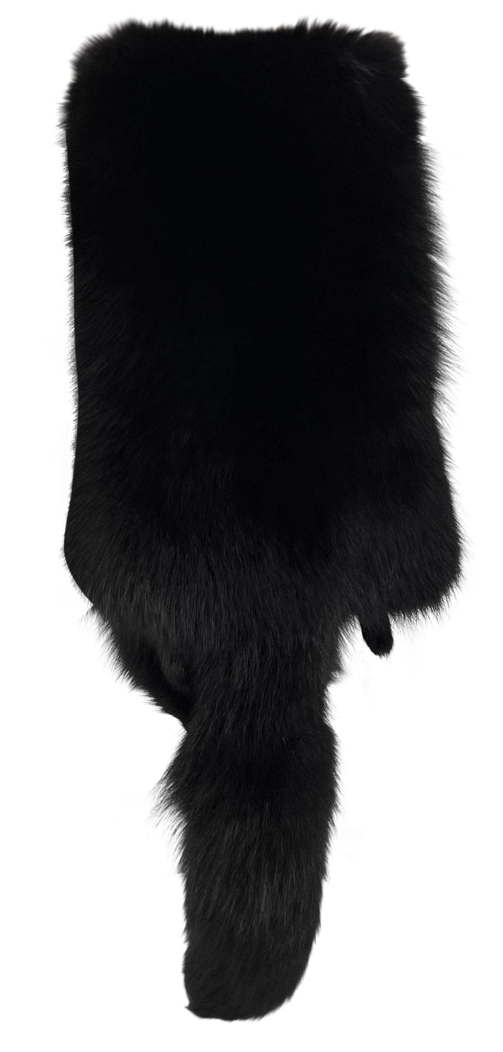 1984 Valentino Garavani Runway Rhinestone Beaded Bow Night Black Fox Fur Scarf - RealList