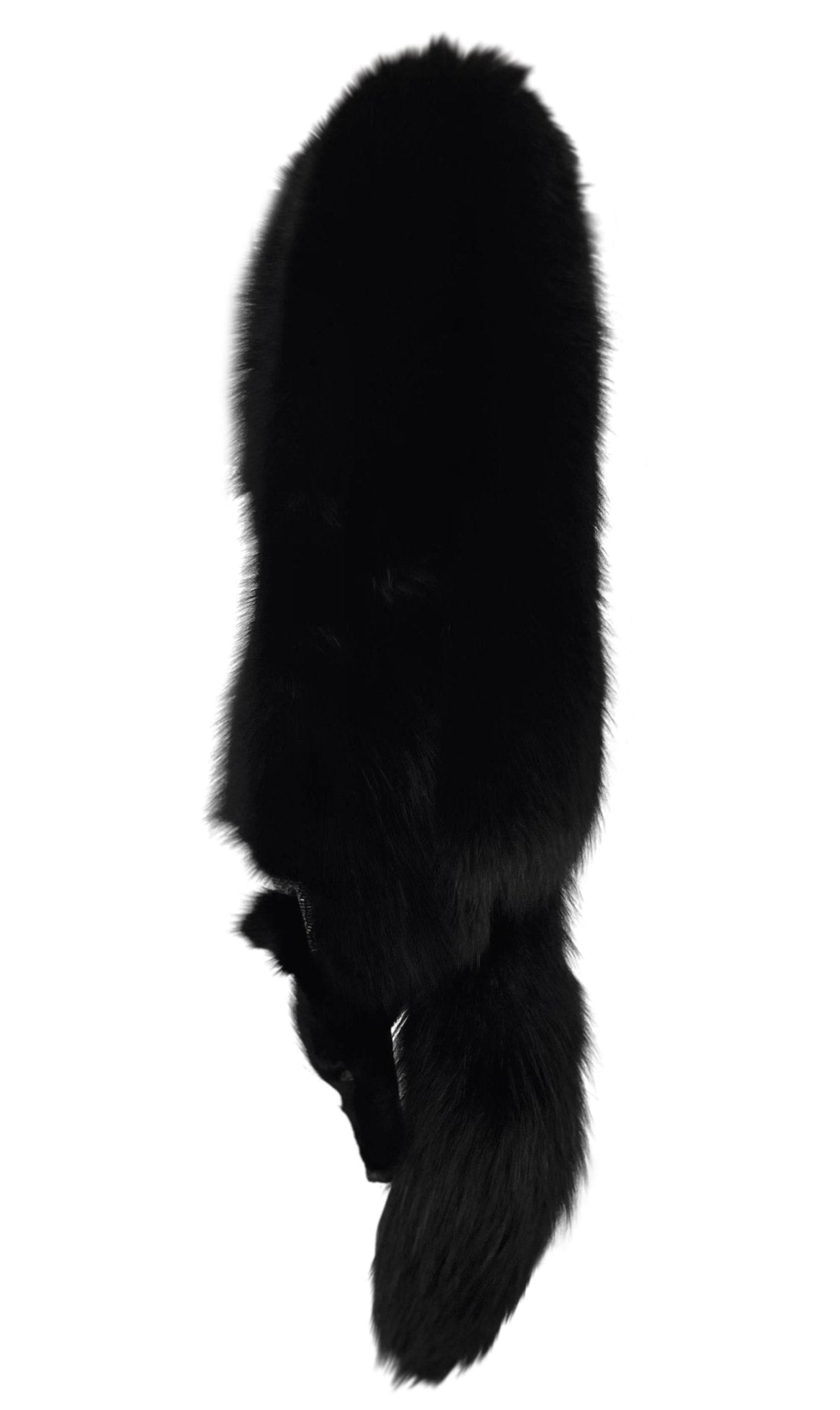 1984 Valentino Garavani Runway Rhinestone Beaded Bow Night Black Fox Fur Scarf - RealList