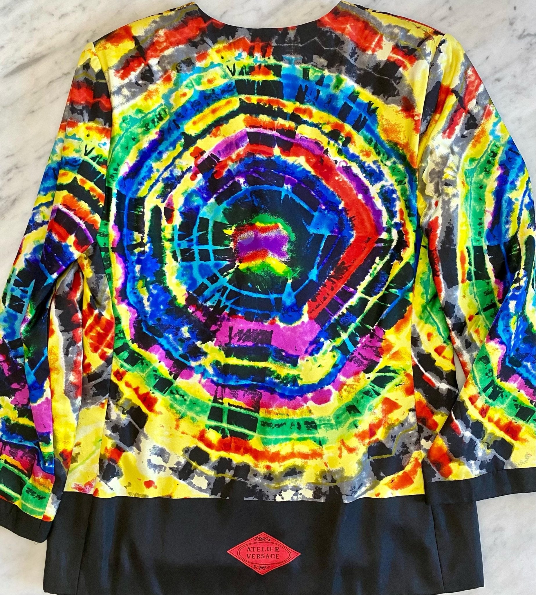 1990s Atelier Versace Haute Couture Tie Dye Baroque Silk Evening Jacket by Gianni Versace - RealList