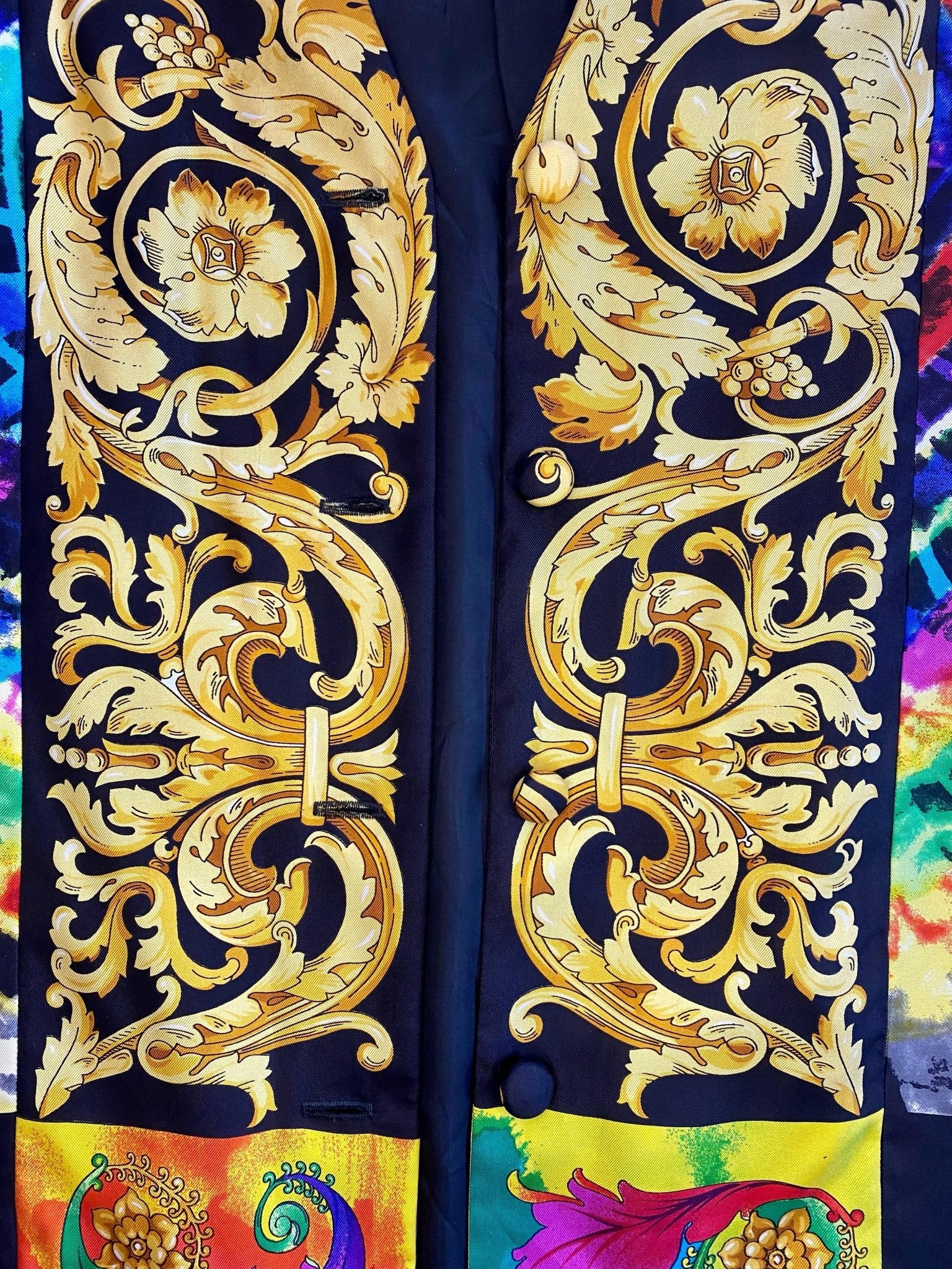 1990s Atelier Versace Haute Couture Tie Dye Baroque Silk Evening Jacket by Gianni Versace - RealList