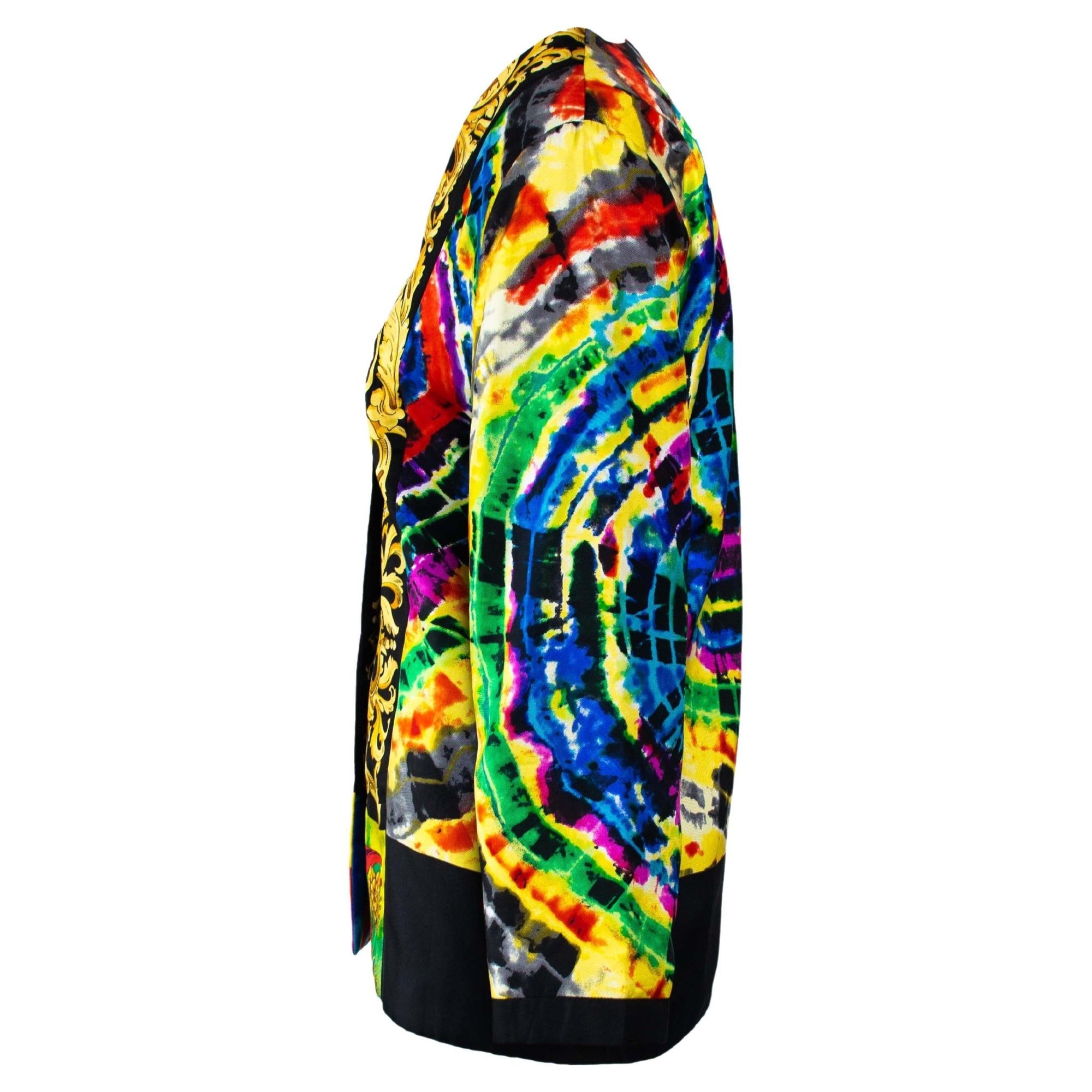1990s Atelier Versace Haute Couture Tie Dye Baroque Silk Evening Jacket by Gianni Versace - RealList