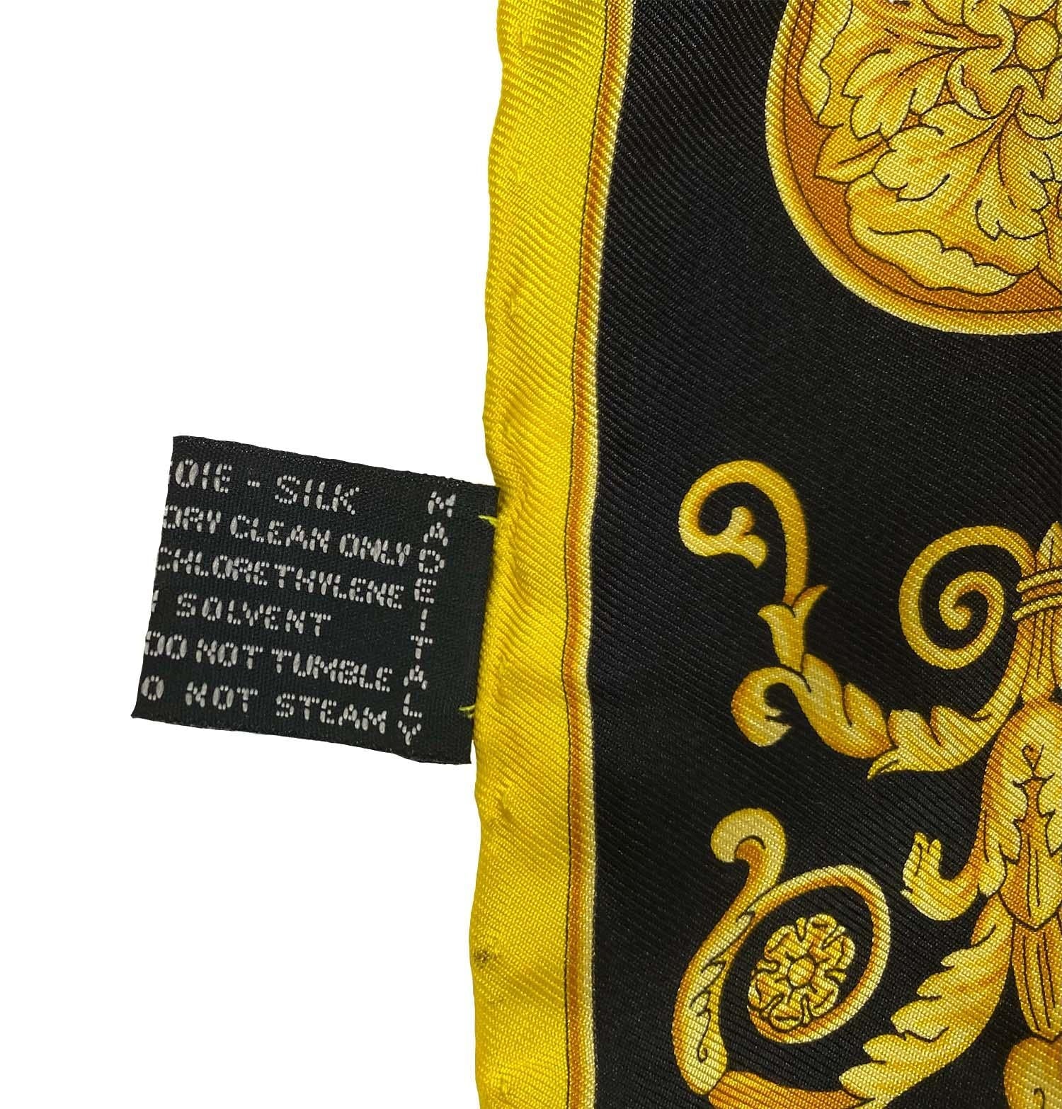 1990s Atelier Versace Yellow Floral Silk Square Scarf - RealList