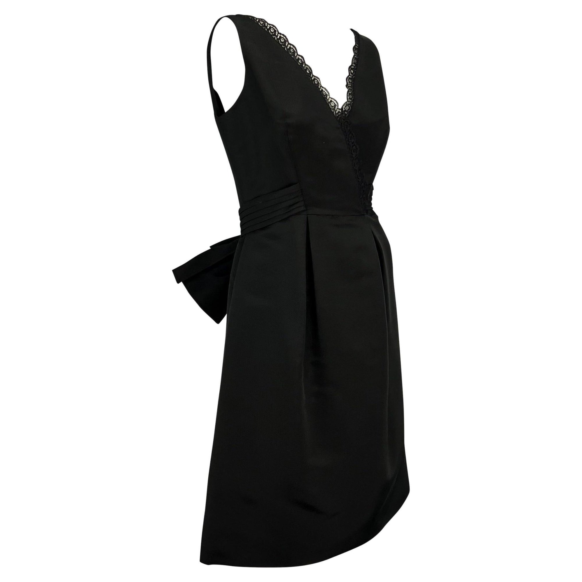1990s Bill Blass Couture Black Bow Sleeveless Cocktail Dress - RealList