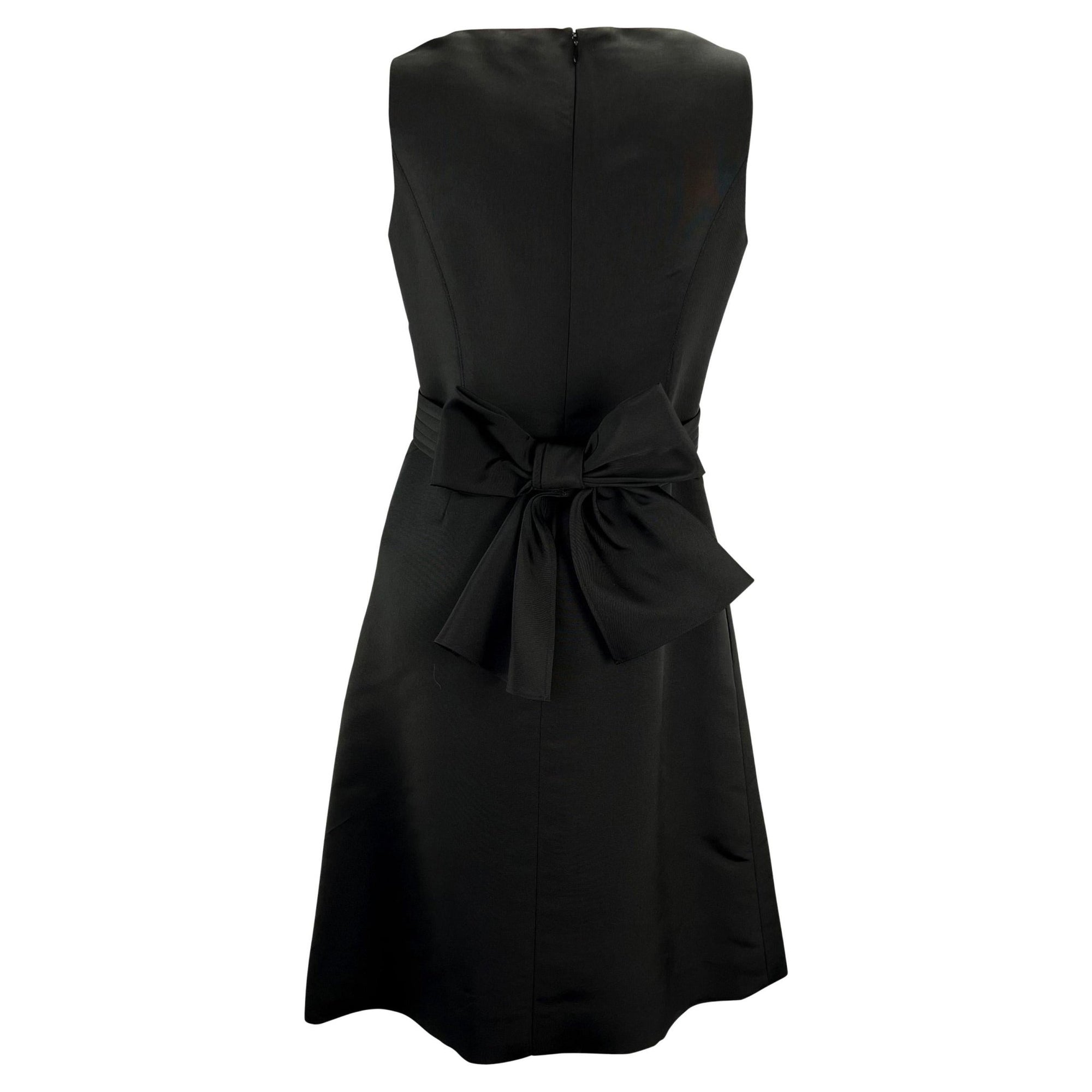 1990s Bill Blass Couture Black Bow Sleeveless Cocktail Dress - RealList