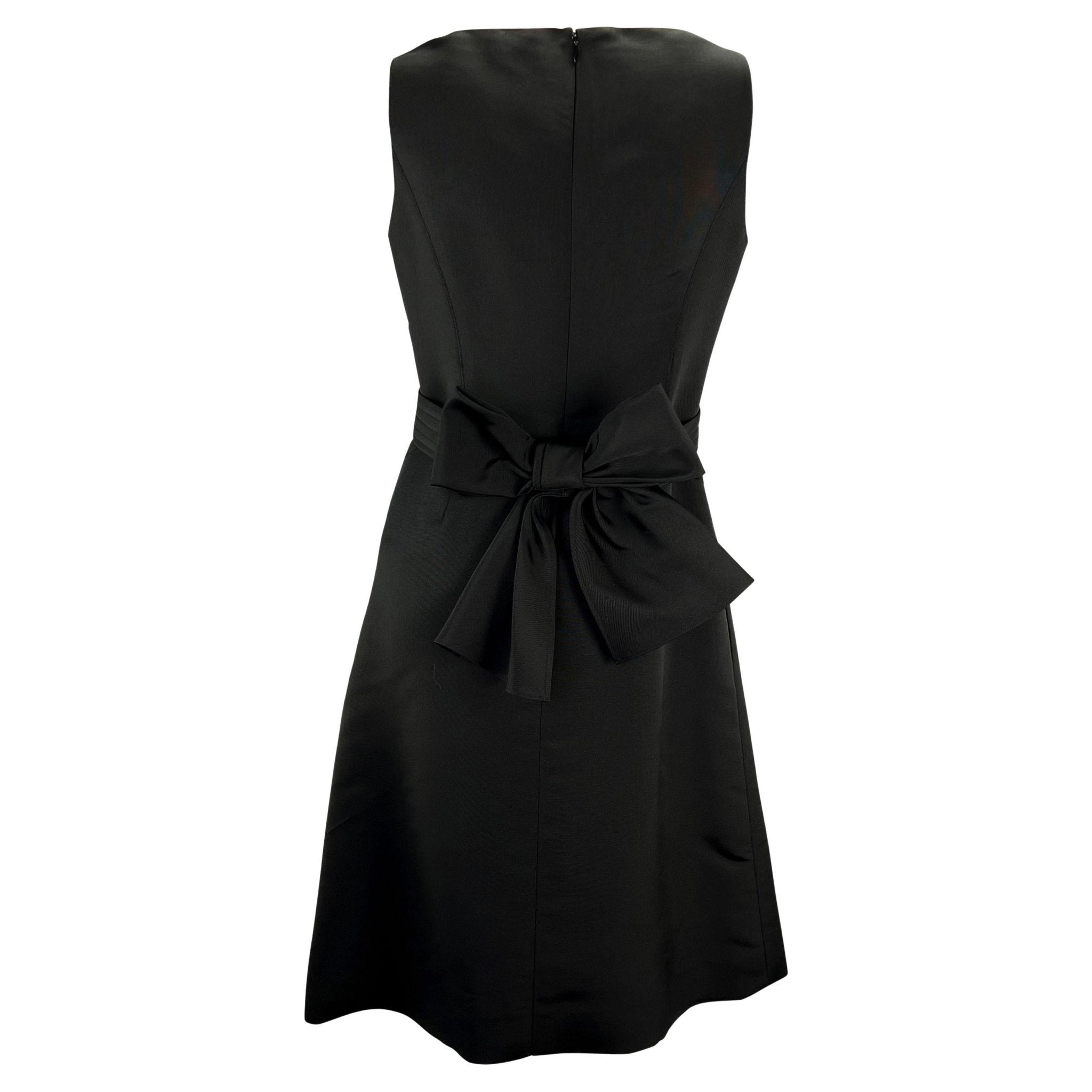 1990s Bill Blass Couture Black Bow Sleeveless Cocktail Dress - RealList