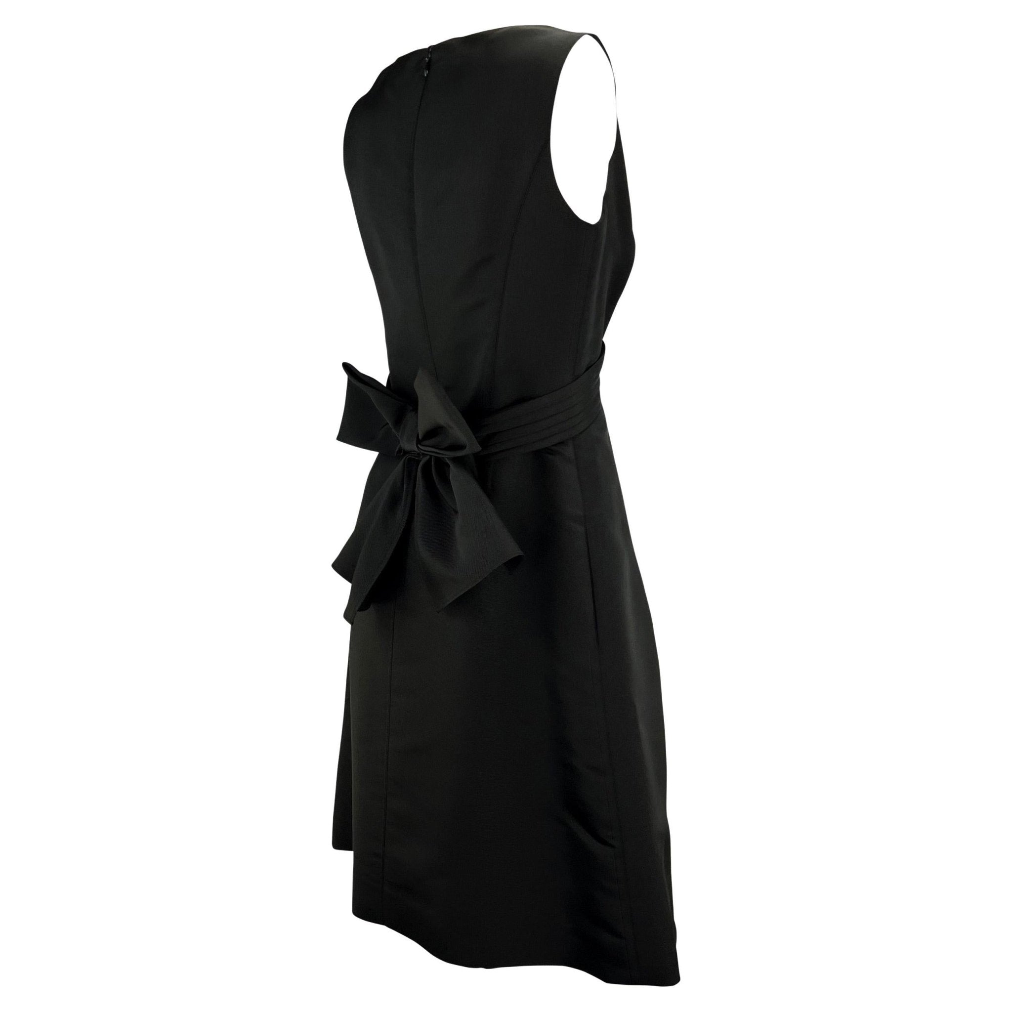 1990s Bill Blass Couture Black Bow Sleeveless Cocktail Dress - RealList