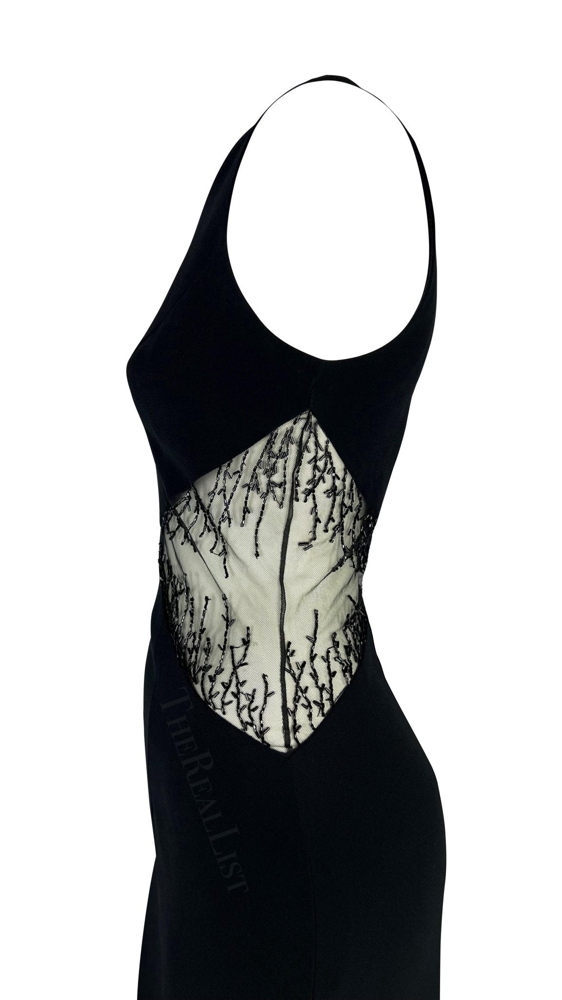 1990s Bob Mackie Black Cut Out Beaded Gown - RealList