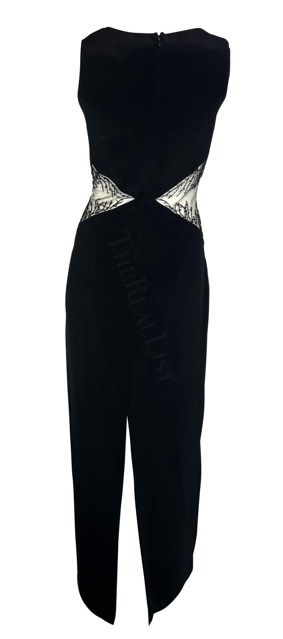 1990s Bob Mackie Black Cut Out Beaded Gown - RealList