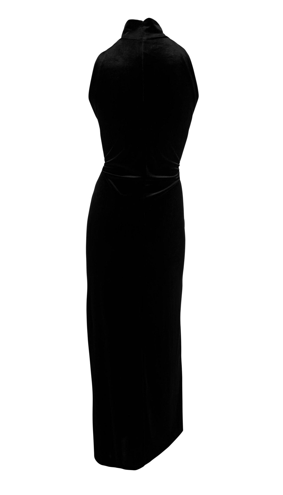 1990s Bob Mackie Marabou Ostrich Feather Trim Black Velvet Sleeveless Dress Set - RealList