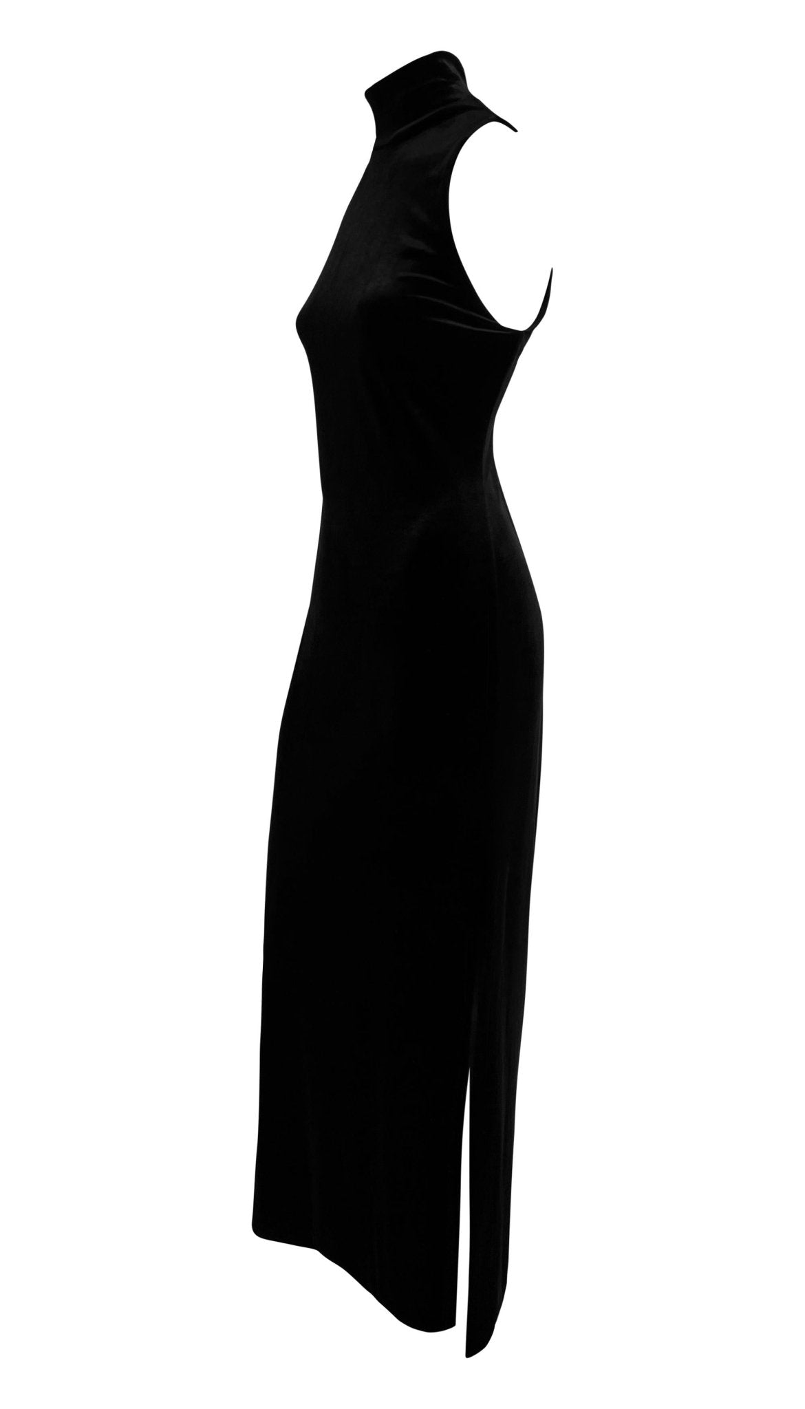 1990s Bob Mackie Marabou Ostrich Feather Trim Black Velvet Sleeveless Dress Set - RealList