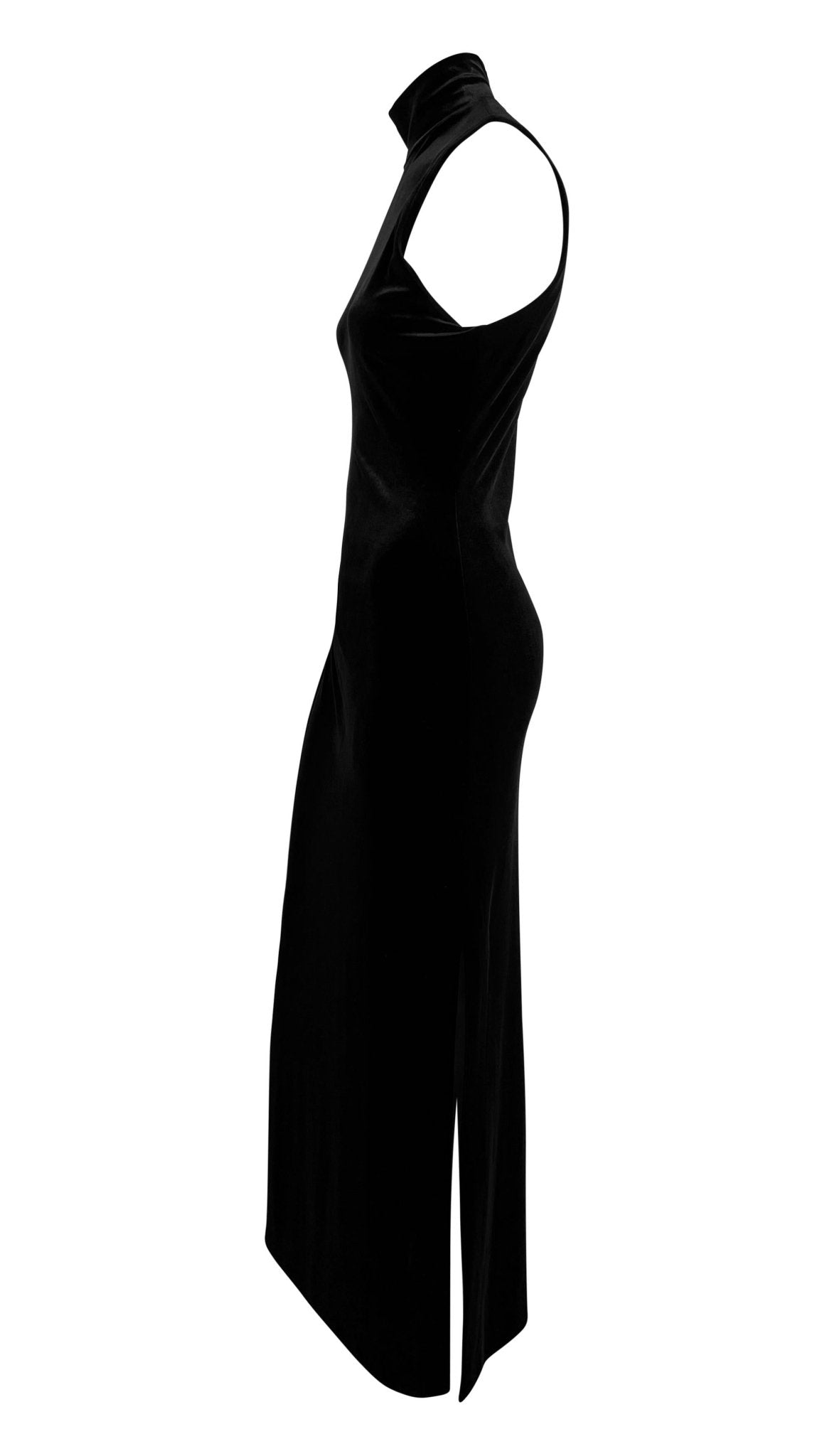 1990s Bob Mackie Marabou Ostrich Feather Trim Black Velvet Sleeveless Dress Set - RealList