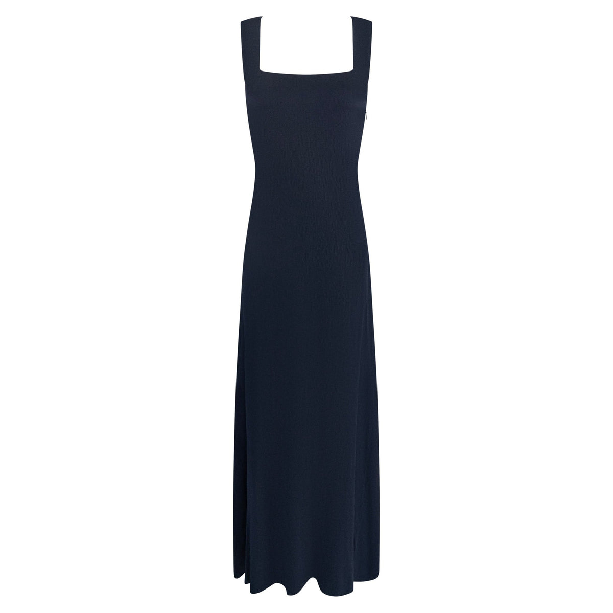 1990s Calvin Klein Collection Navy Blue Textured Silk Satin Sleeveless Gown - RealList