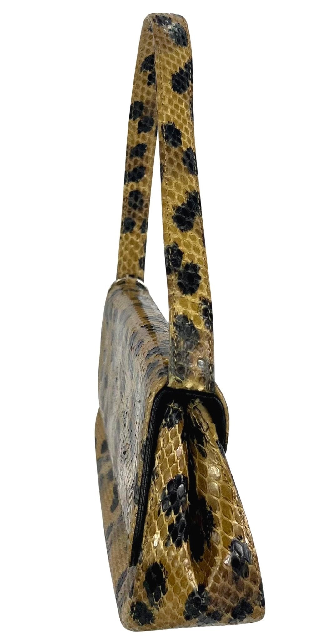 1990s Christian Dior by Gianfranco Ferre Leopard Genuine Python Shoulder Bag - RealList