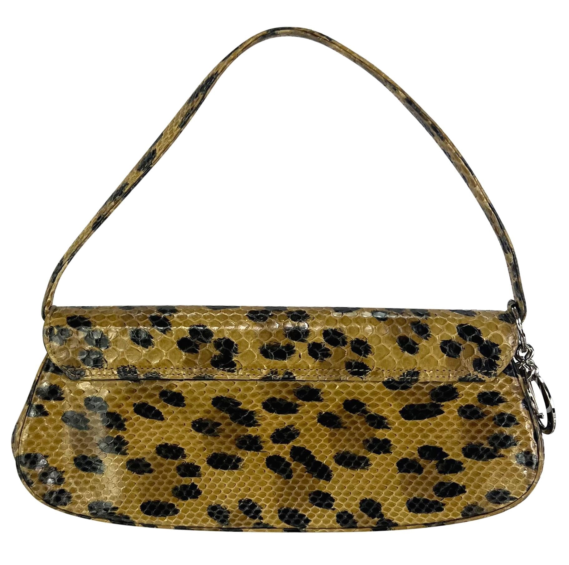 1990s Christian Dior by Gianfranco Ferre Leopard Genuine Python Shoulder Bag - RealList