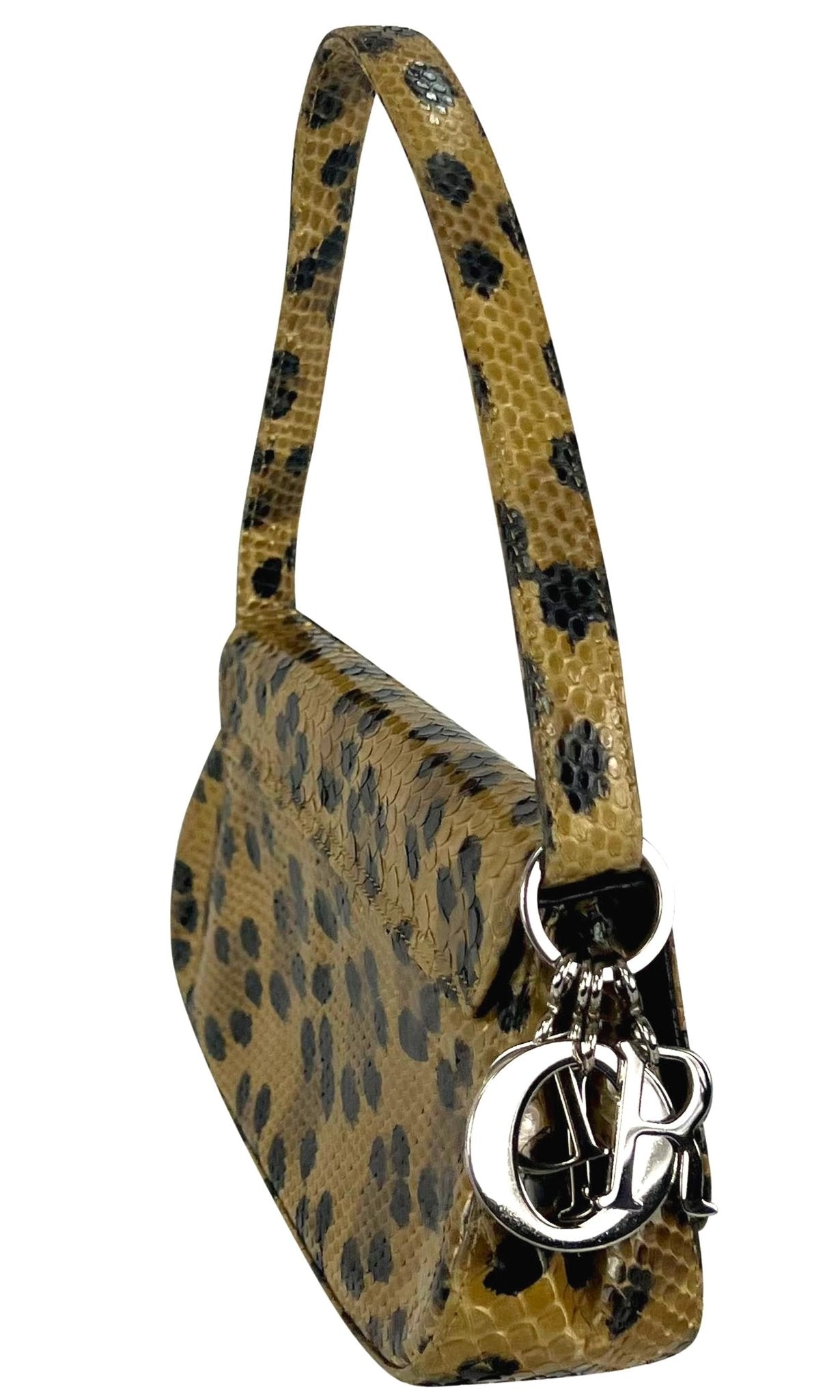 1990s Christian Dior by Gianfranco Ferre Leopard Genuine Python Shoulder Bag - RealList