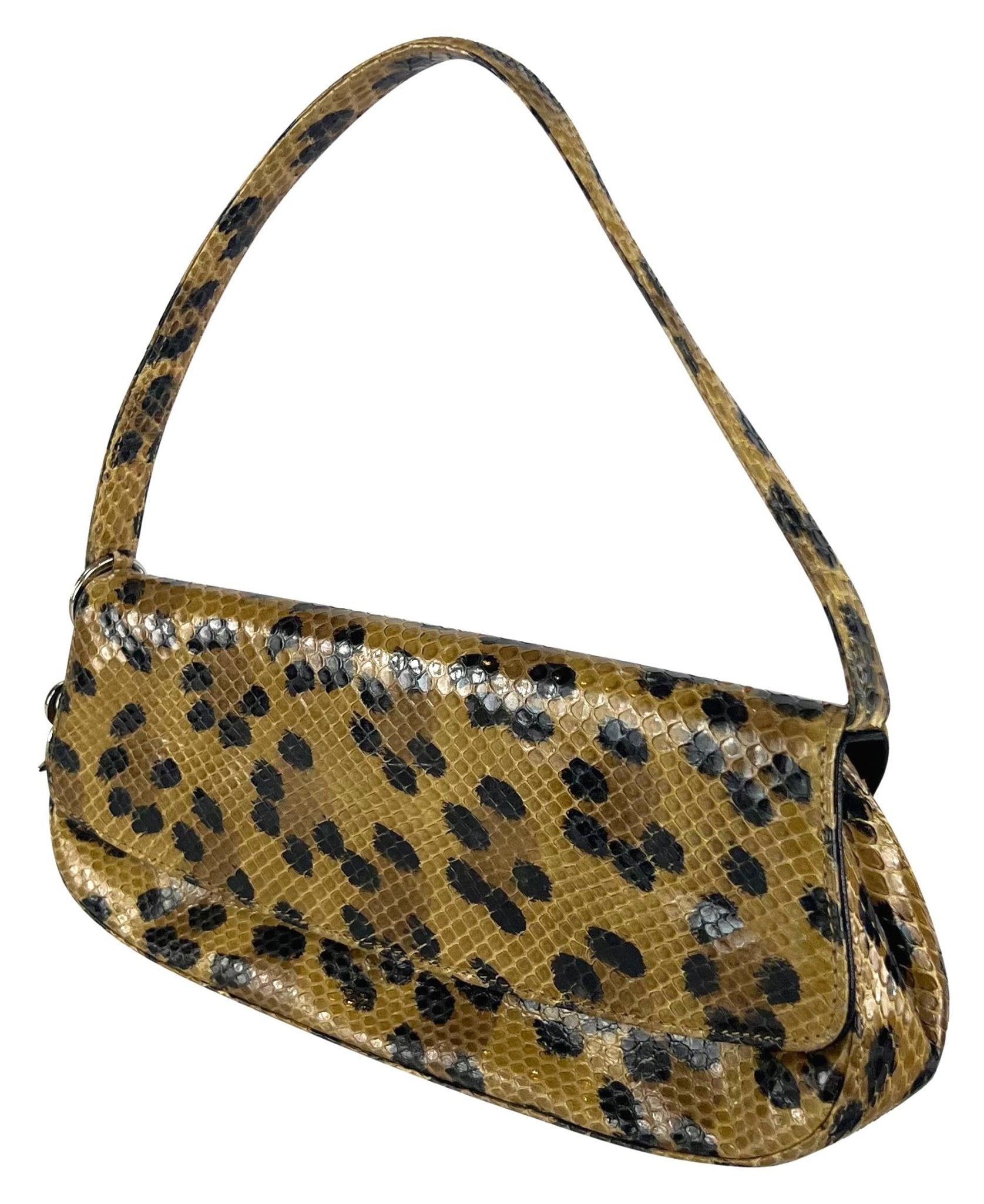 1990s Christian Dior by Gianfranco Ferre Leopard Genuine Python Shoulder Bag - RealList