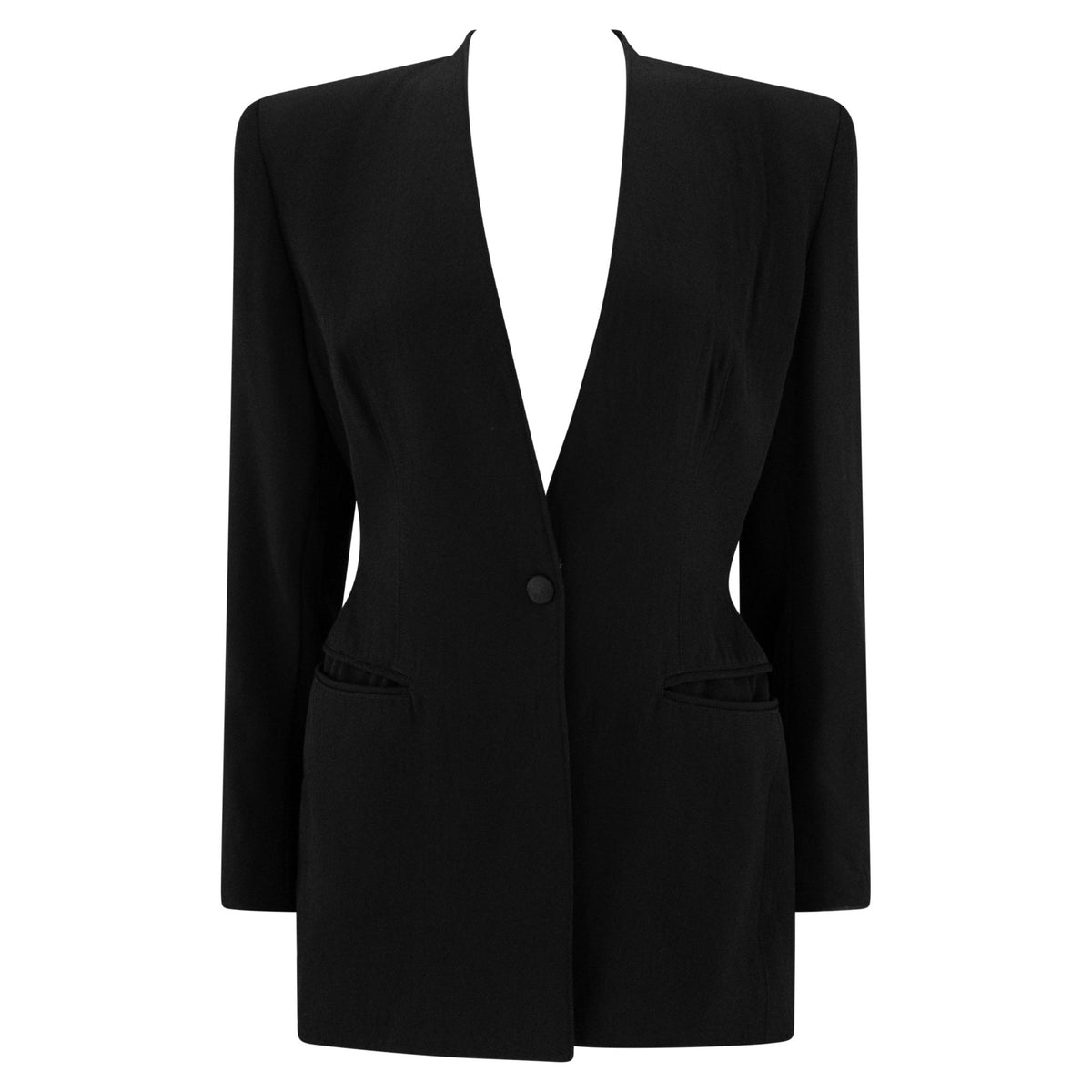 1990s Claude Montana Black Cutout Blazer Jacket - RealList
