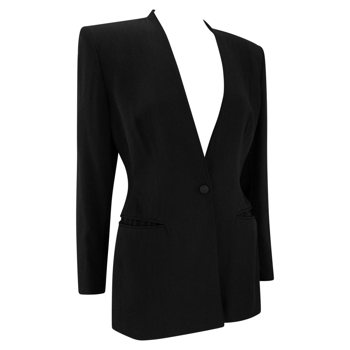 1990s Claude Montana Black Cutout Blazer Jacket - RealList