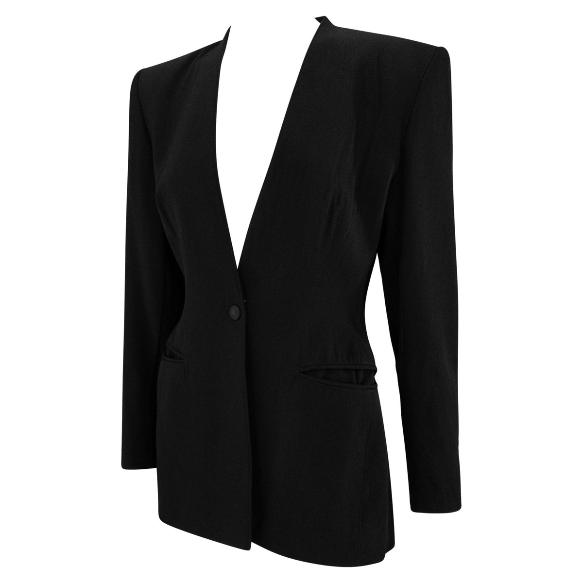 1990s Claude Montana Black Cutout Blazer Jacket - RealList
