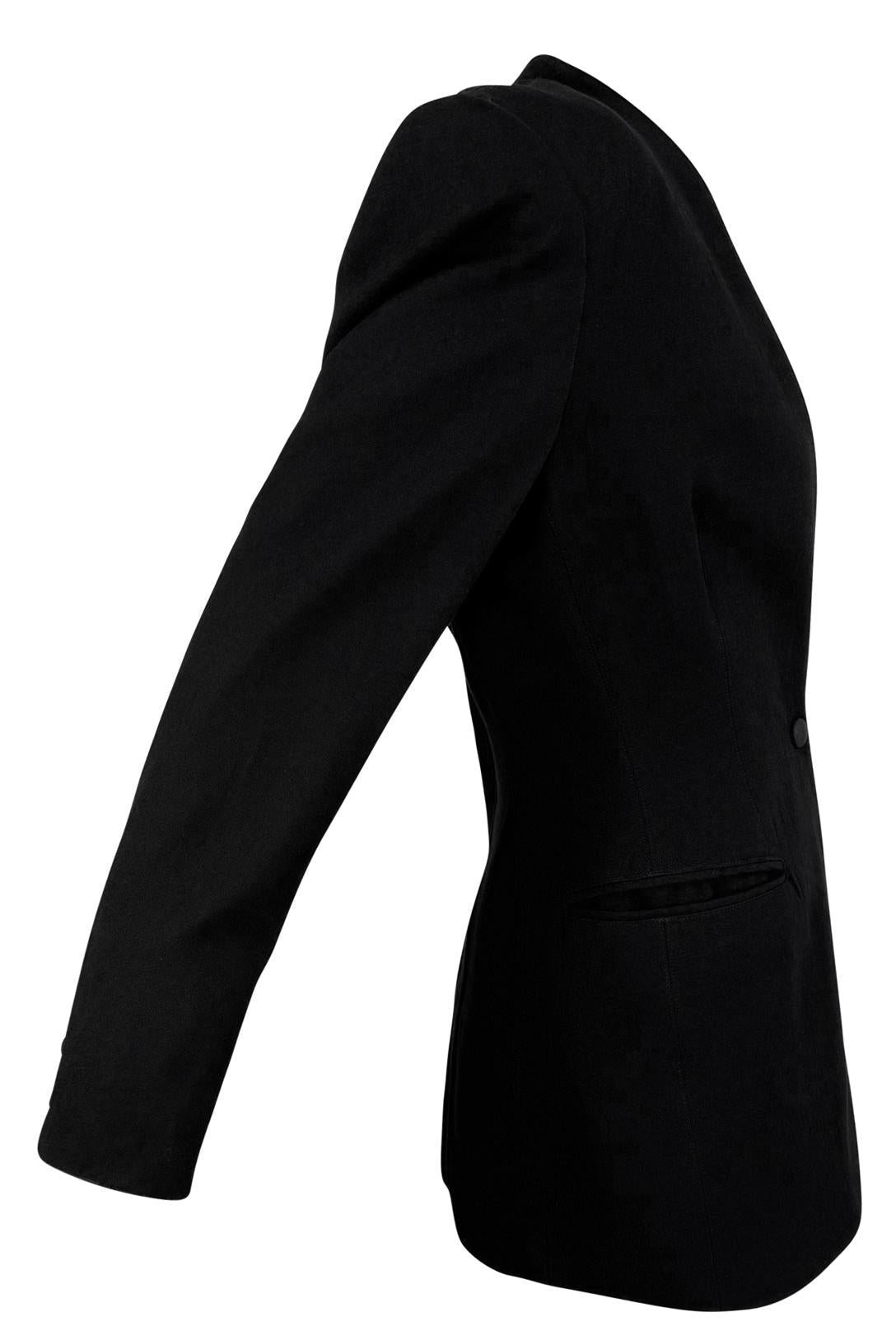 1990s Claude Montana Plunging Backless Black Cutout Blazer Jacket - RealList