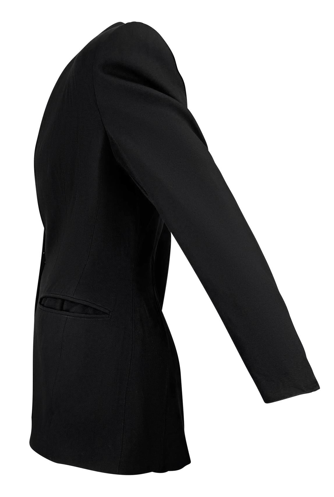 1990s Claude Montana Plunging Backless Black Cutout Blazer Jacket - RealList