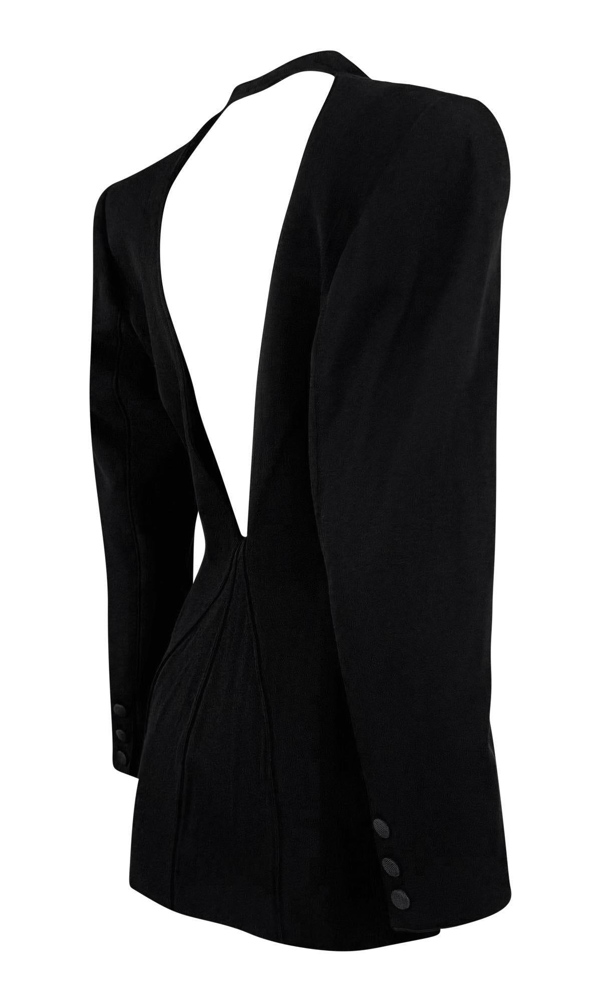 1990s Claude Montana Plunging Backless Black Cutout Blazer Jacket - RealList