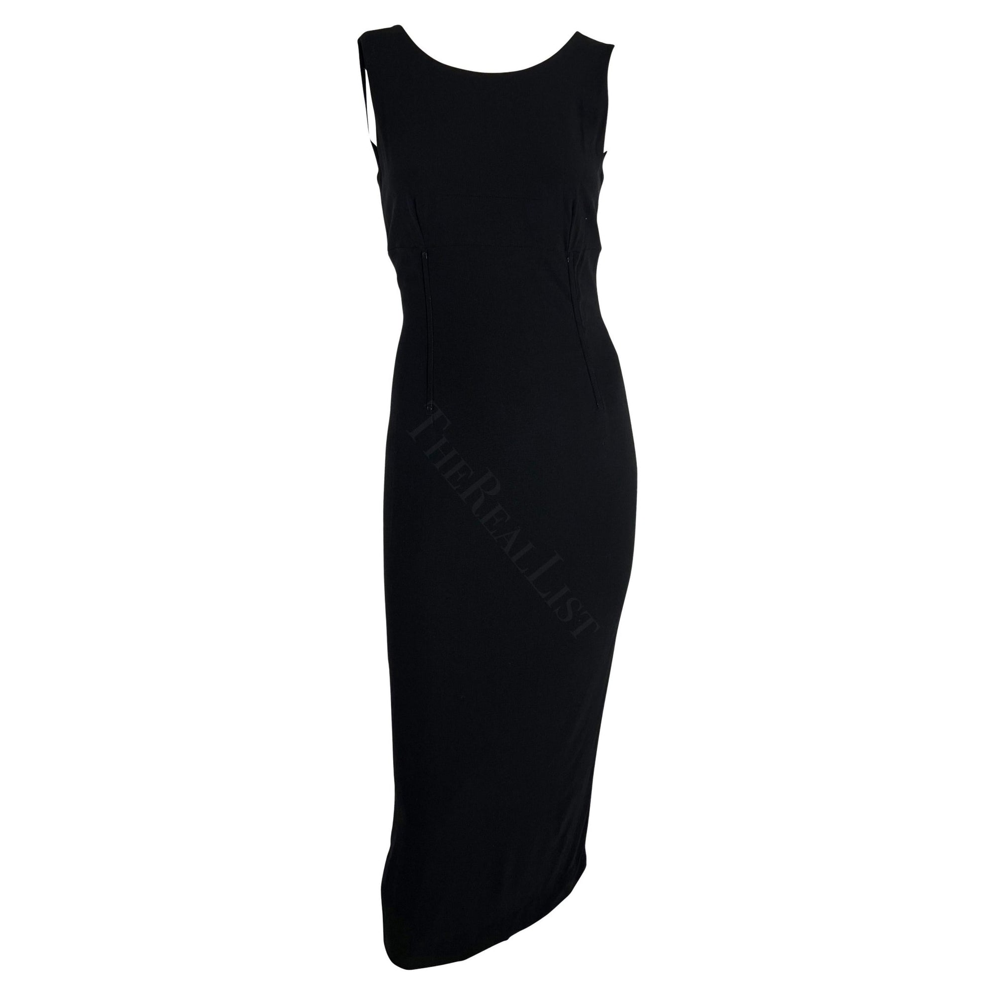 1990s Dolce & Gabbana Black Corset Boned Sleeveless Midi Dress - RealList