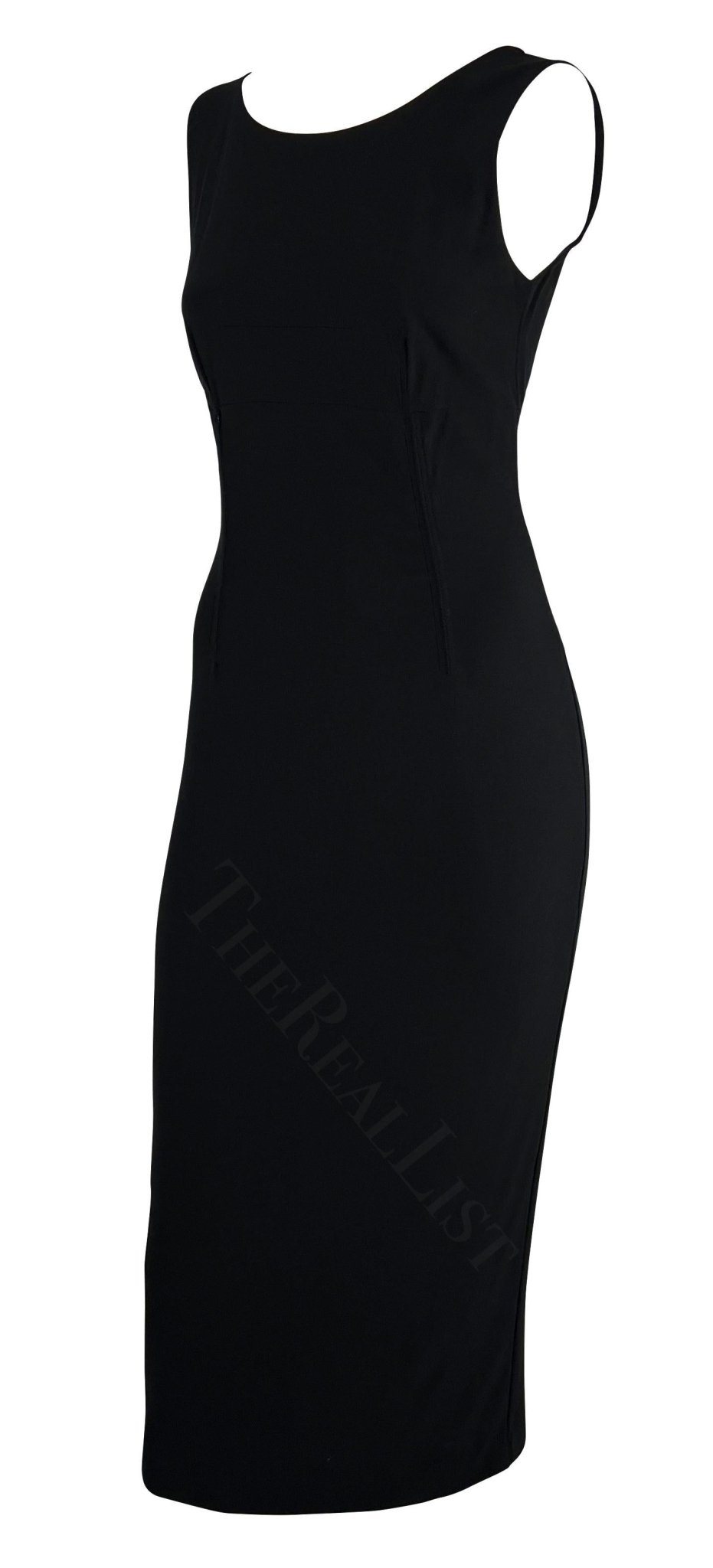1990s Dolce & Gabbana Black Corset Boned Sleeveless Midi Dress - RealList