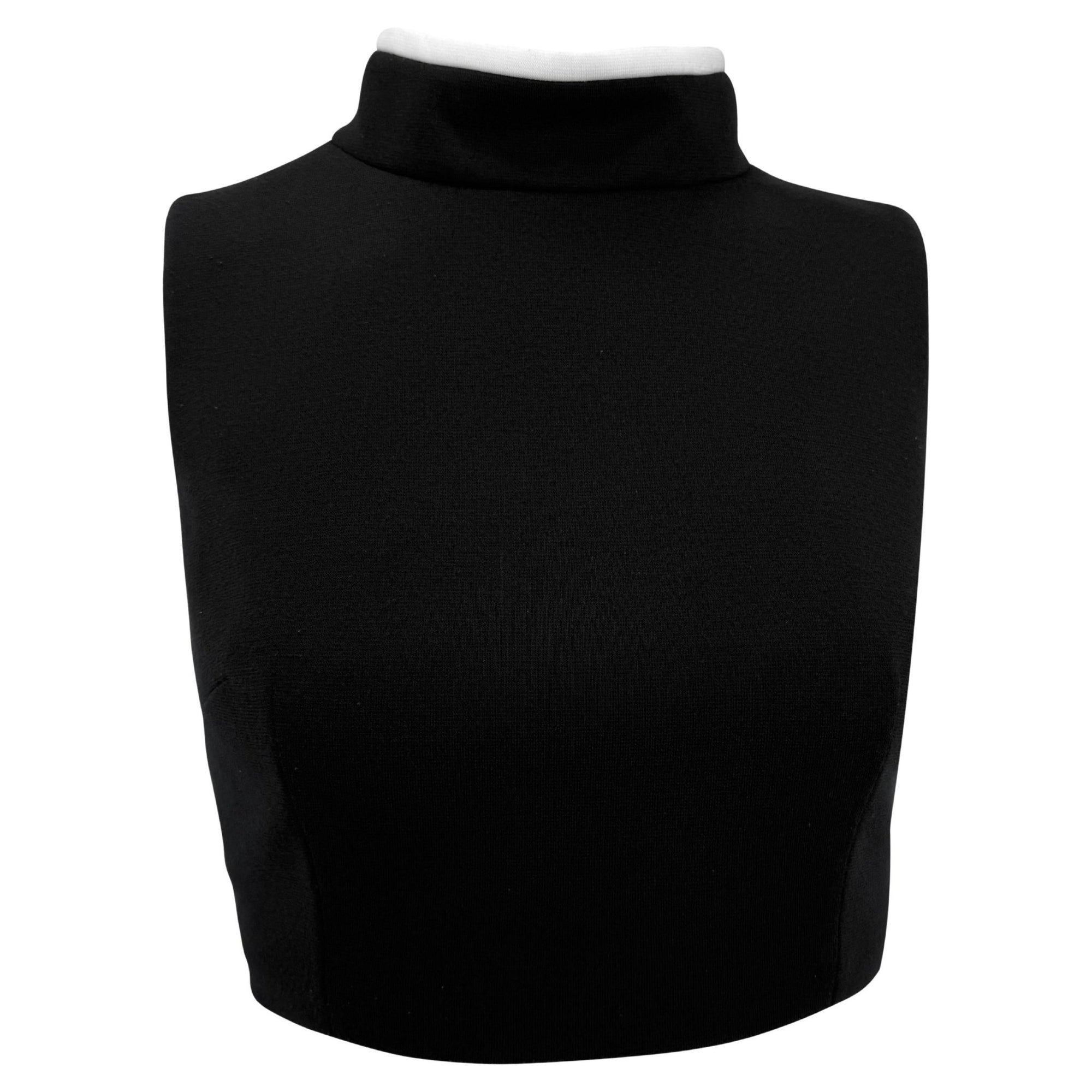 1990s Dolce & Gabbana Black Fleece White Trim Mock Neck Sleeveless Crop Top - RealList