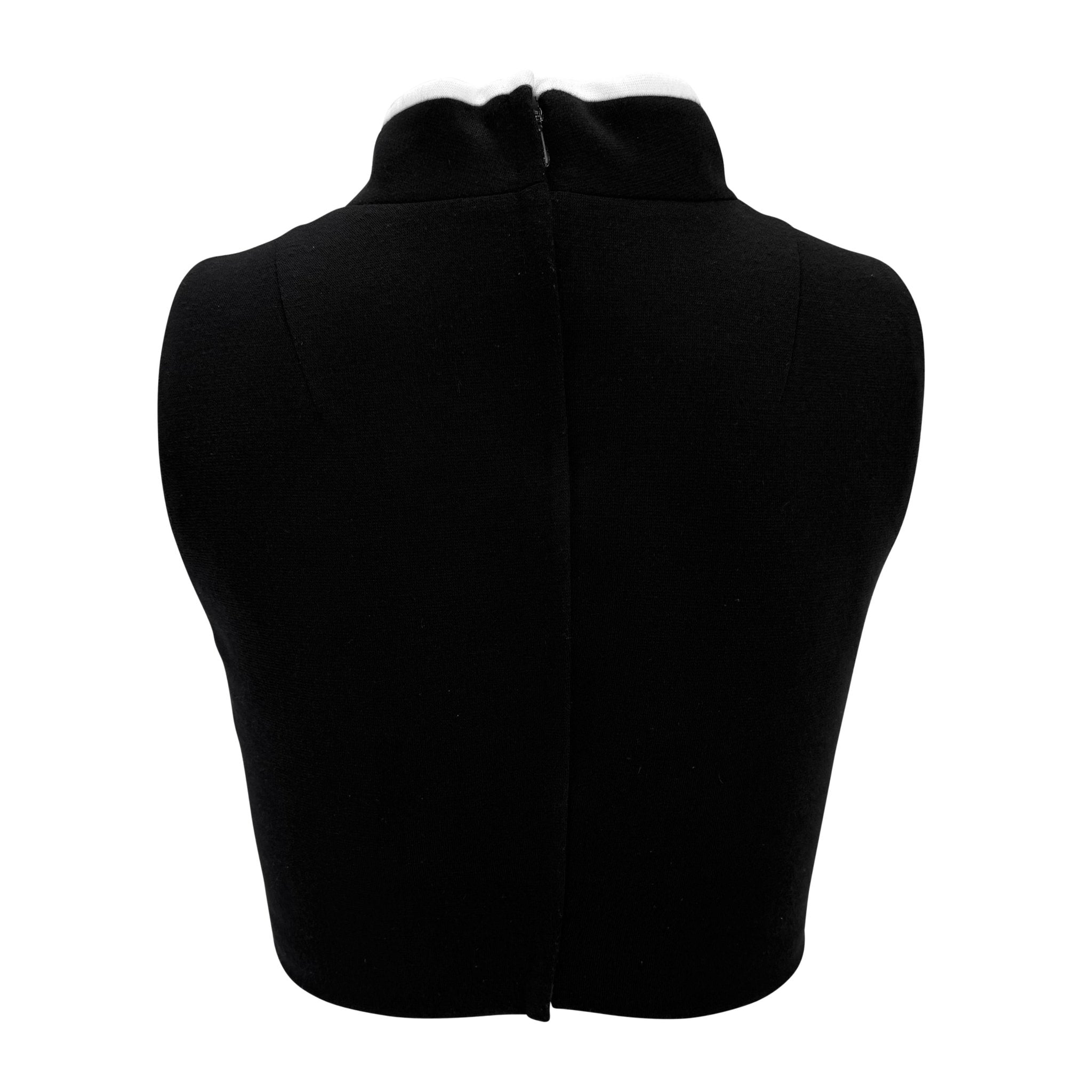 1990s Dolce & Gabbana Black Fleece White Trim Mock Neck Sleeveless Crop Top - RealList