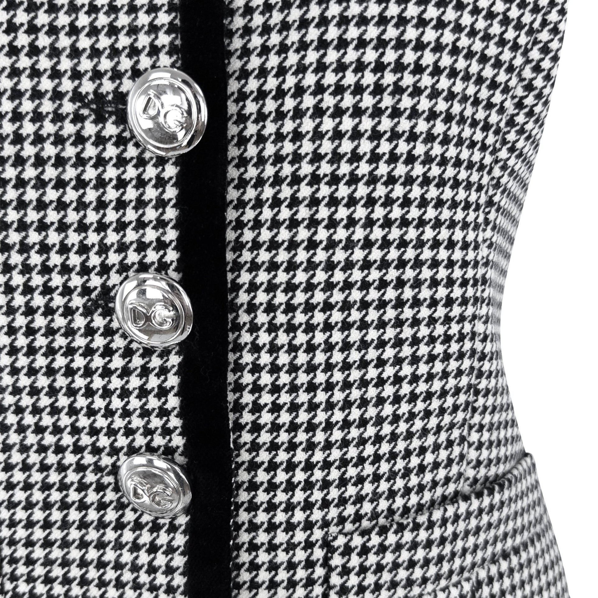 1990s Dolce & Gabbana Black White Houndstooth Pleated Skirt Vest Set - RealList