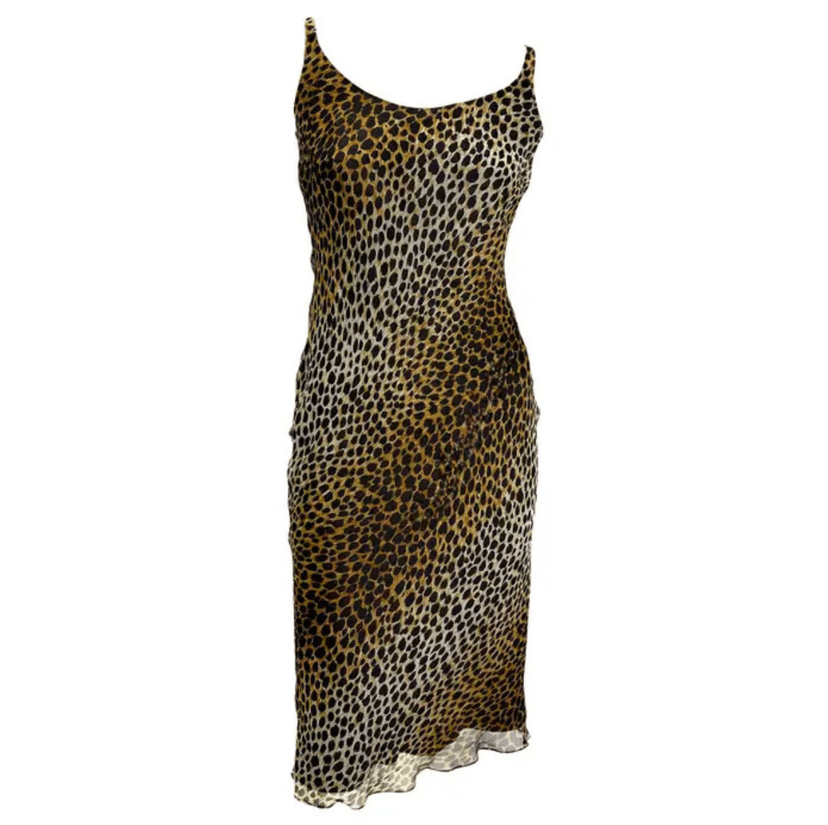 1990s Dolce & Gabbana Cheetah Print Chiffon Overlay Slip Dress - RealList