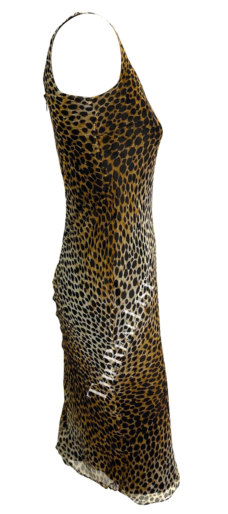1990s Dolce & Gabbana Cheetah Print Chiffon Overlay Slip Dress - RealList