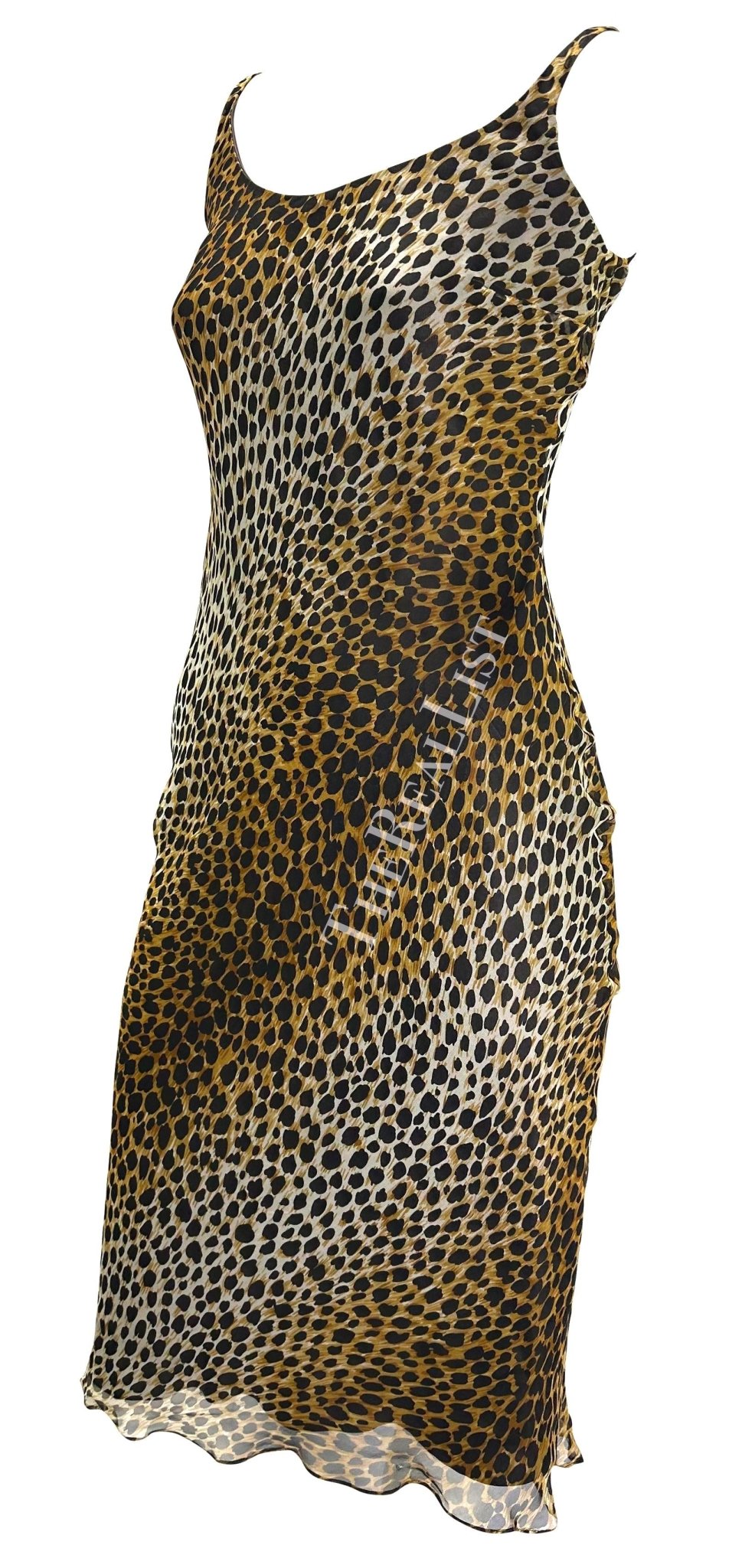 1990s Dolce & Gabbana Cheetah Print Chiffon Overlay Slip Dress - RealList