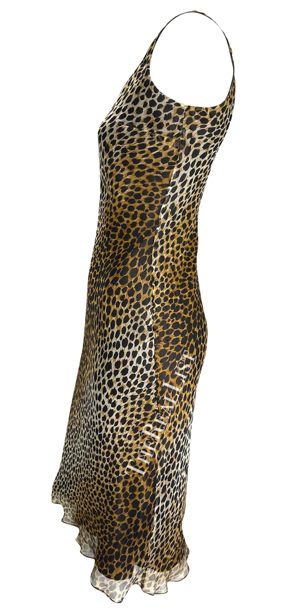 1990s Dolce & Gabbana Cheetah Print Chiffon Overlay Slip Dress - RealList