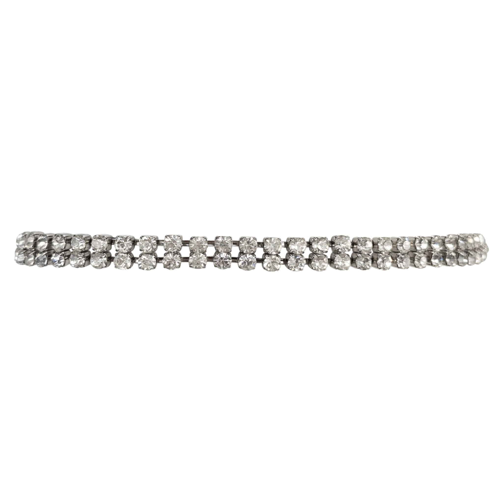 1990s Dolce & Gabbana Crystal Rhinestone Silver - Tone Chain Link Belt - RealList