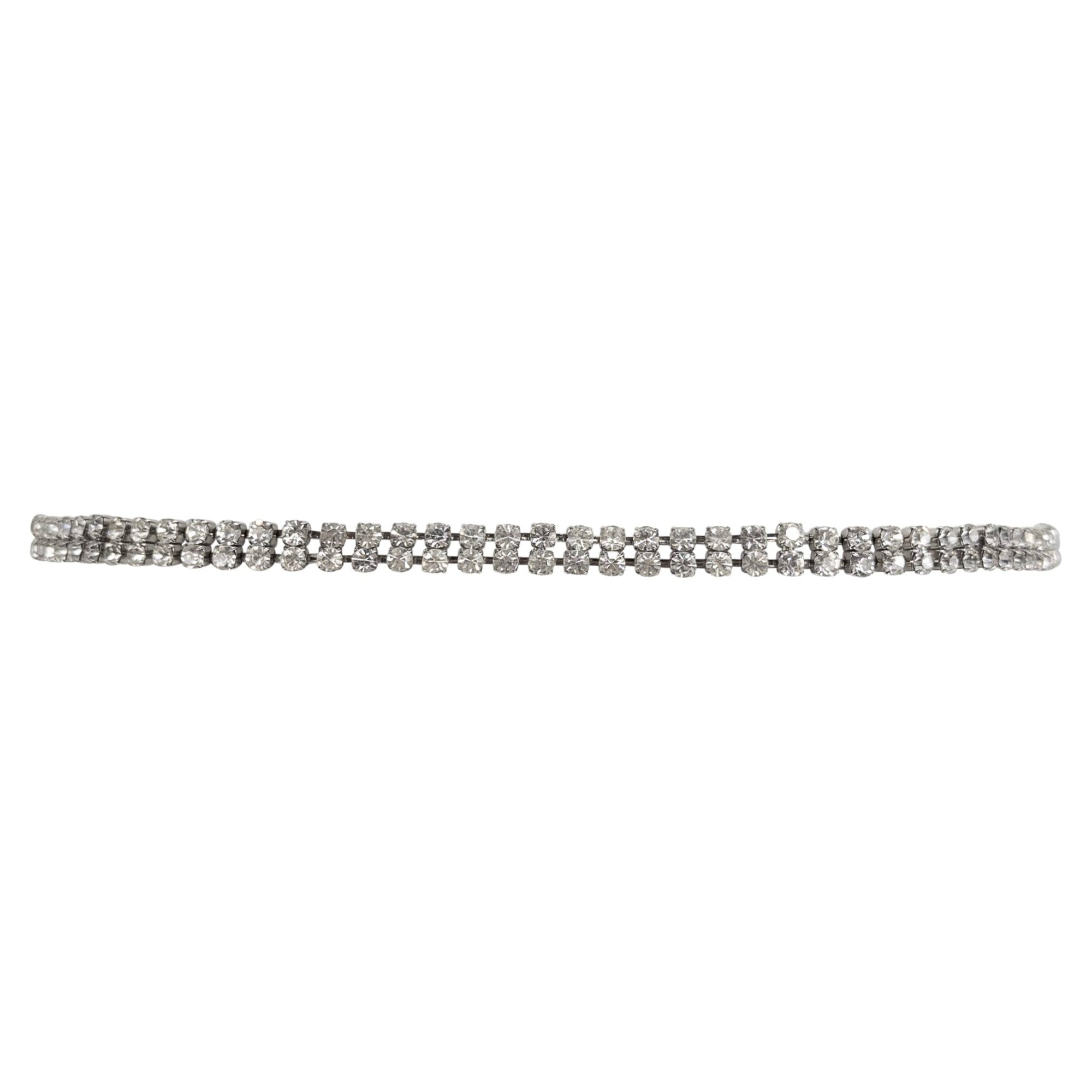 1990s Dolce & Gabbana Crystal Rhinestone Silver - Tone Chain Link Belt - RealList