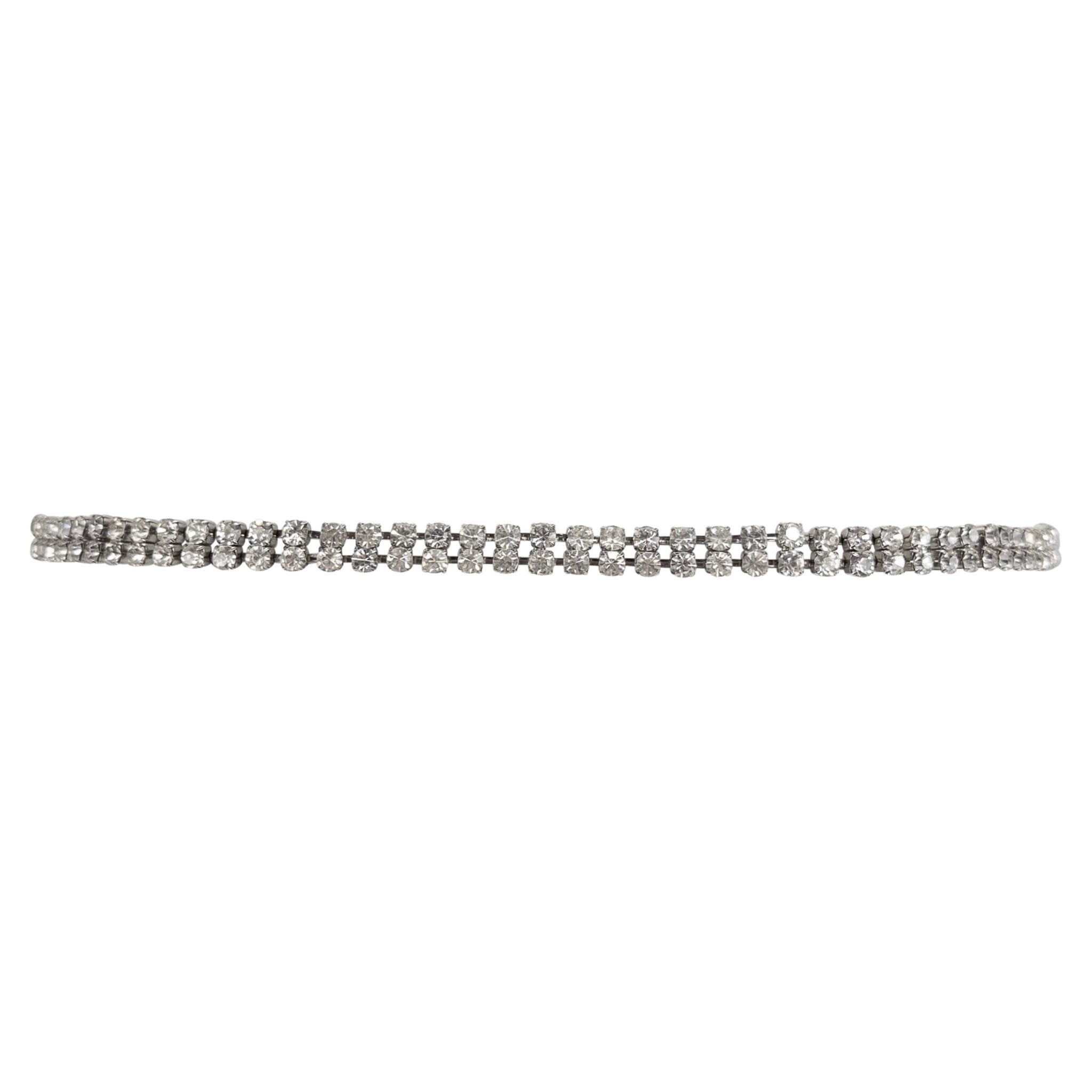 1990s Dolce & Gabbana Crystal Rhinestone Silver - Tone Chain Link Belt - RealList