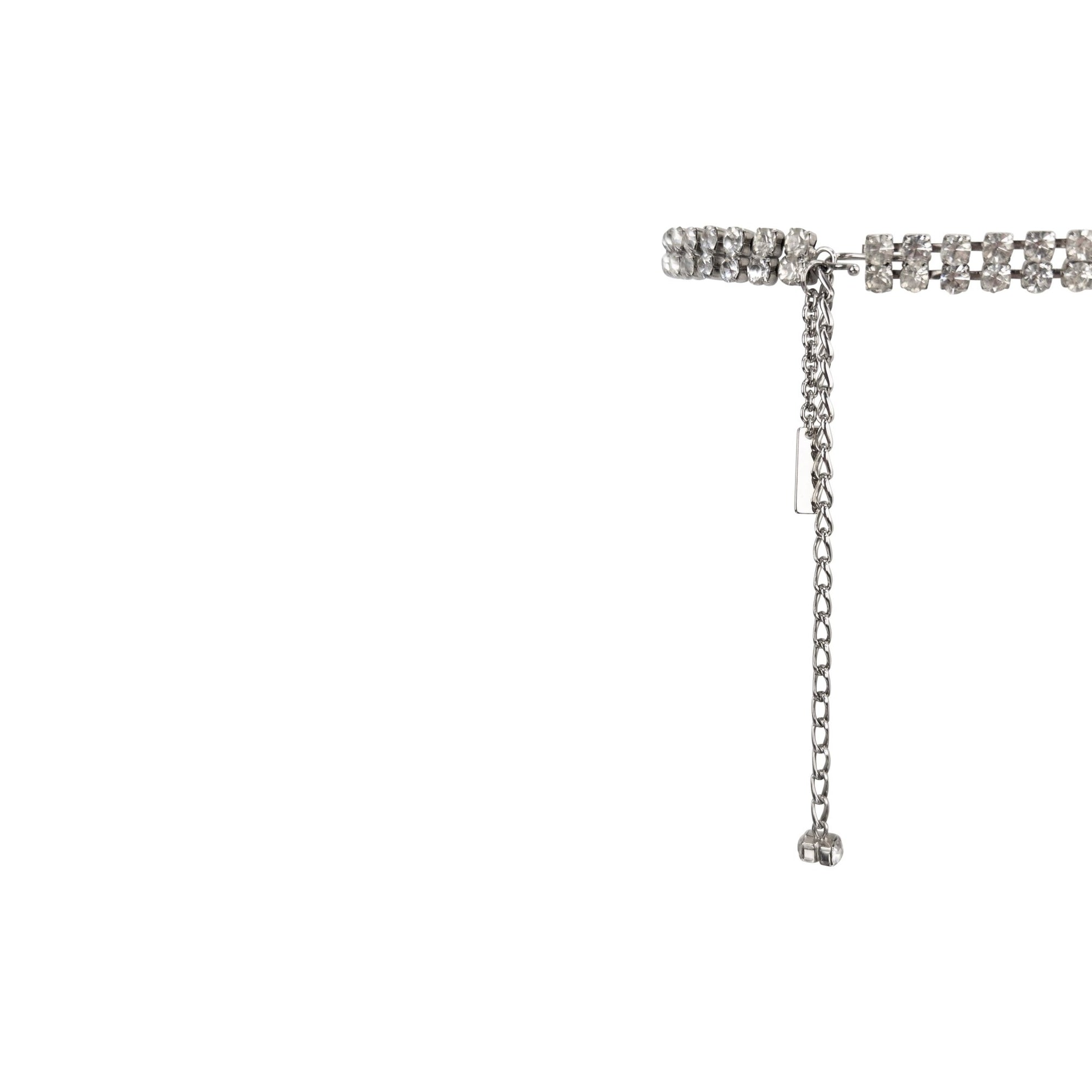 1990s Dolce & Gabbana Crystal Rhinestone Silver - Tone Chain Link Belt - RealList