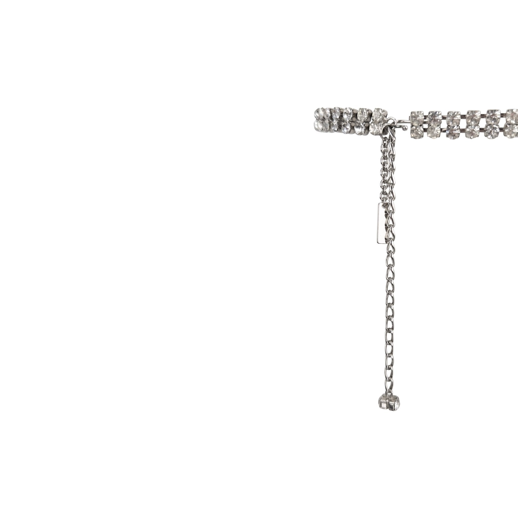 1990s Dolce & Gabbana Crystal Rhinestone Silver - Tone Chain Link Belt - RealList