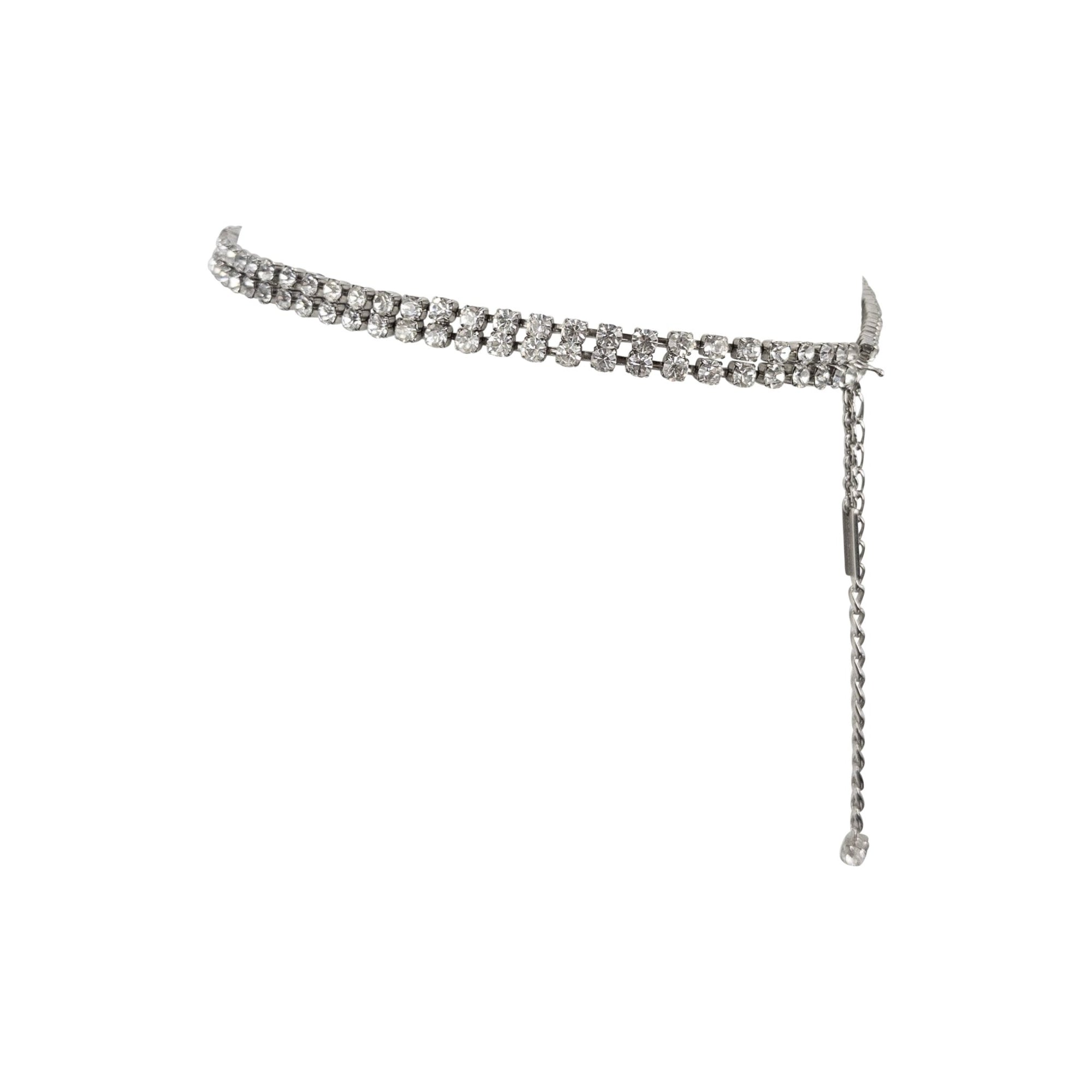 1990s Dolce & Gabbana Crystal Rhinestone Silver - Tone Chain Link Belt - RealList