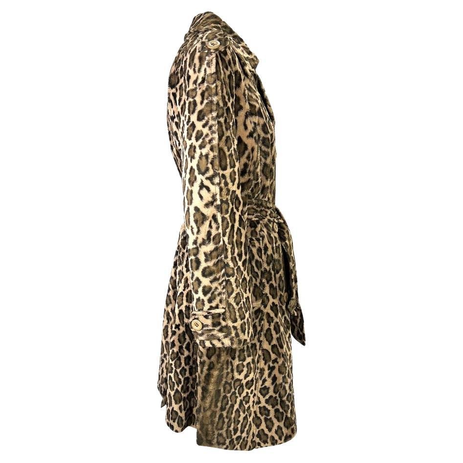 1990s Dolce & Gabbana Leopard Print Faux Fur Trench Coat - RealList