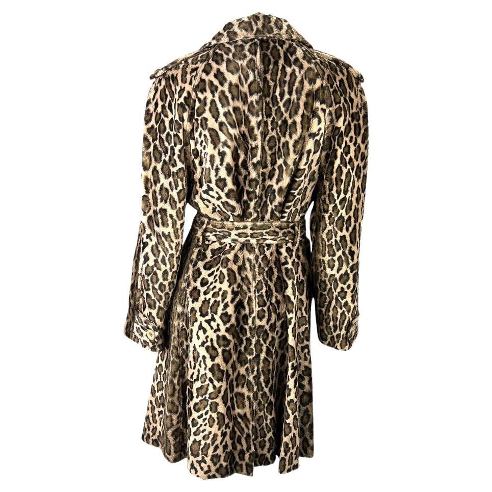 1990s Dolce & Gabbana Leopard Print Faux Fur Trench Coat - RealList