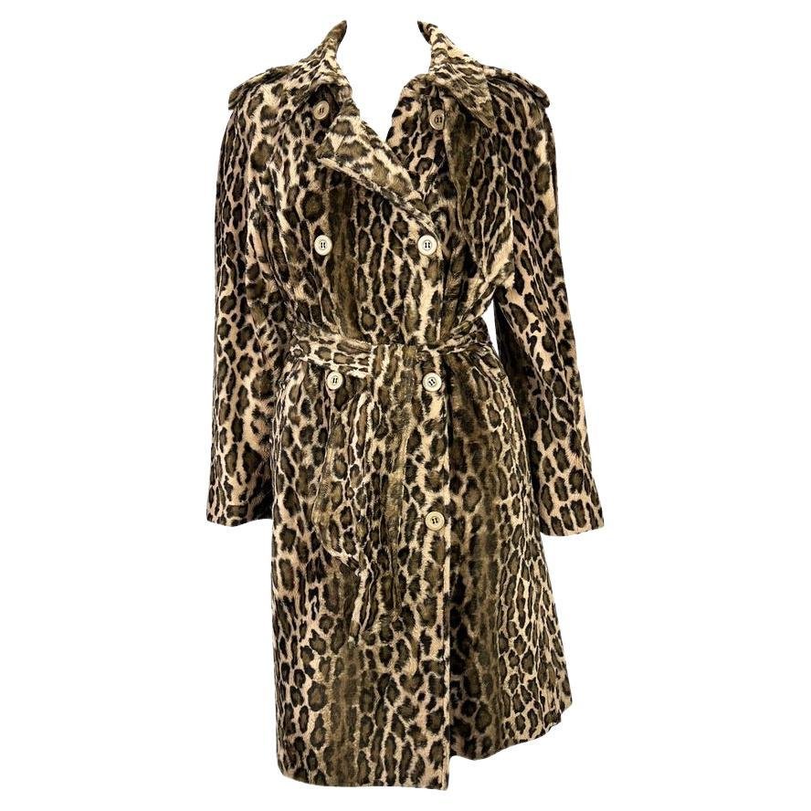 1990s Dolce & Gabbana Leopard Print Faux Fur Trench Coat - RealList