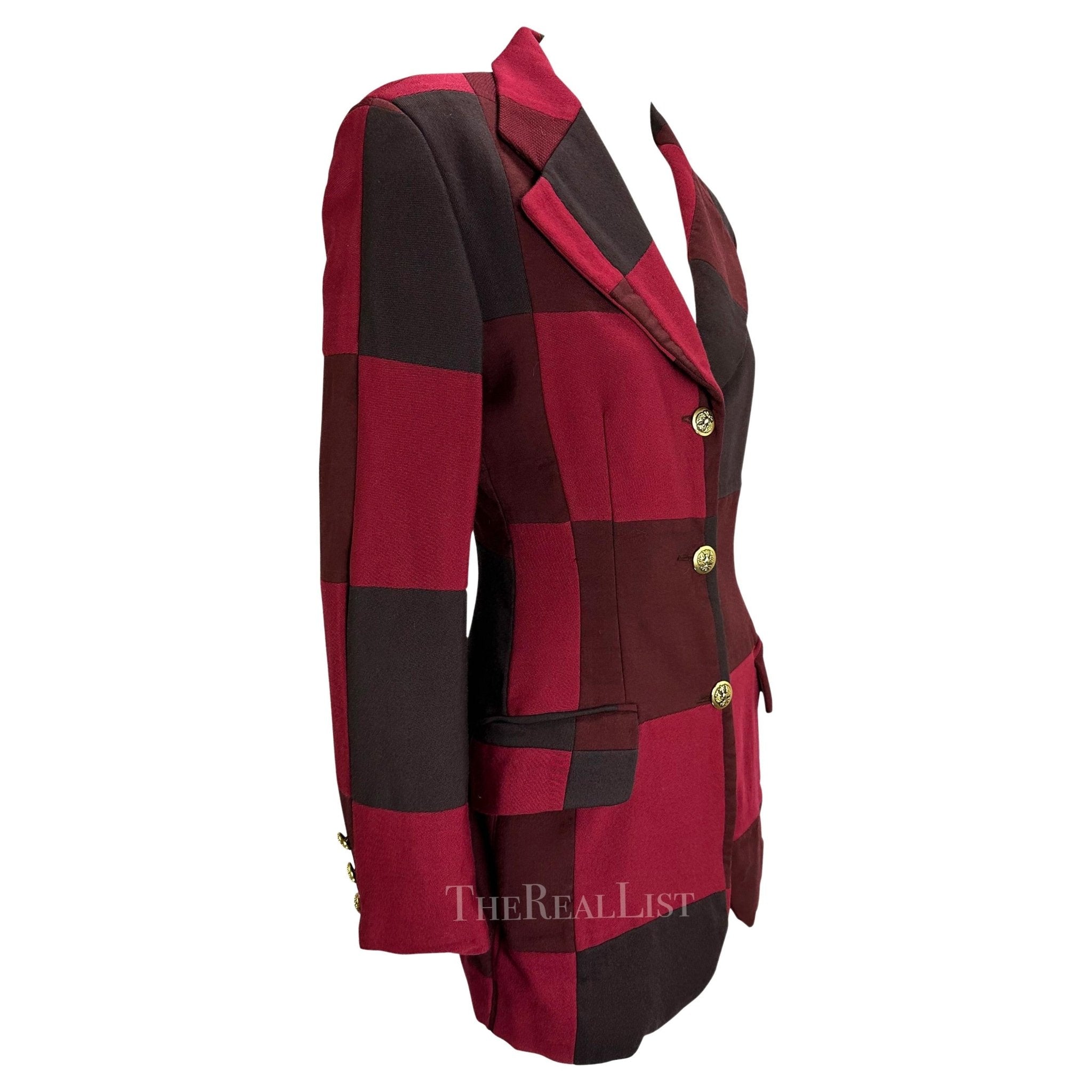 1990s Dolce & Gabbana Red Burgundy Patchwork Blazer - RealList